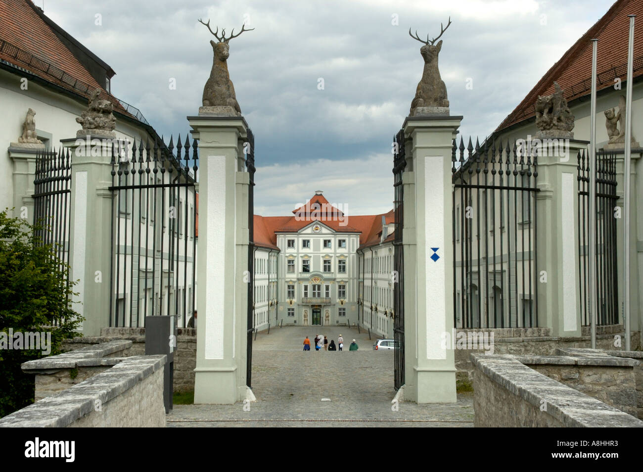 Puerta de entrada al castillo de Hirschberg Beilngries Altmuehltal Baviera Alemania Foto de stock