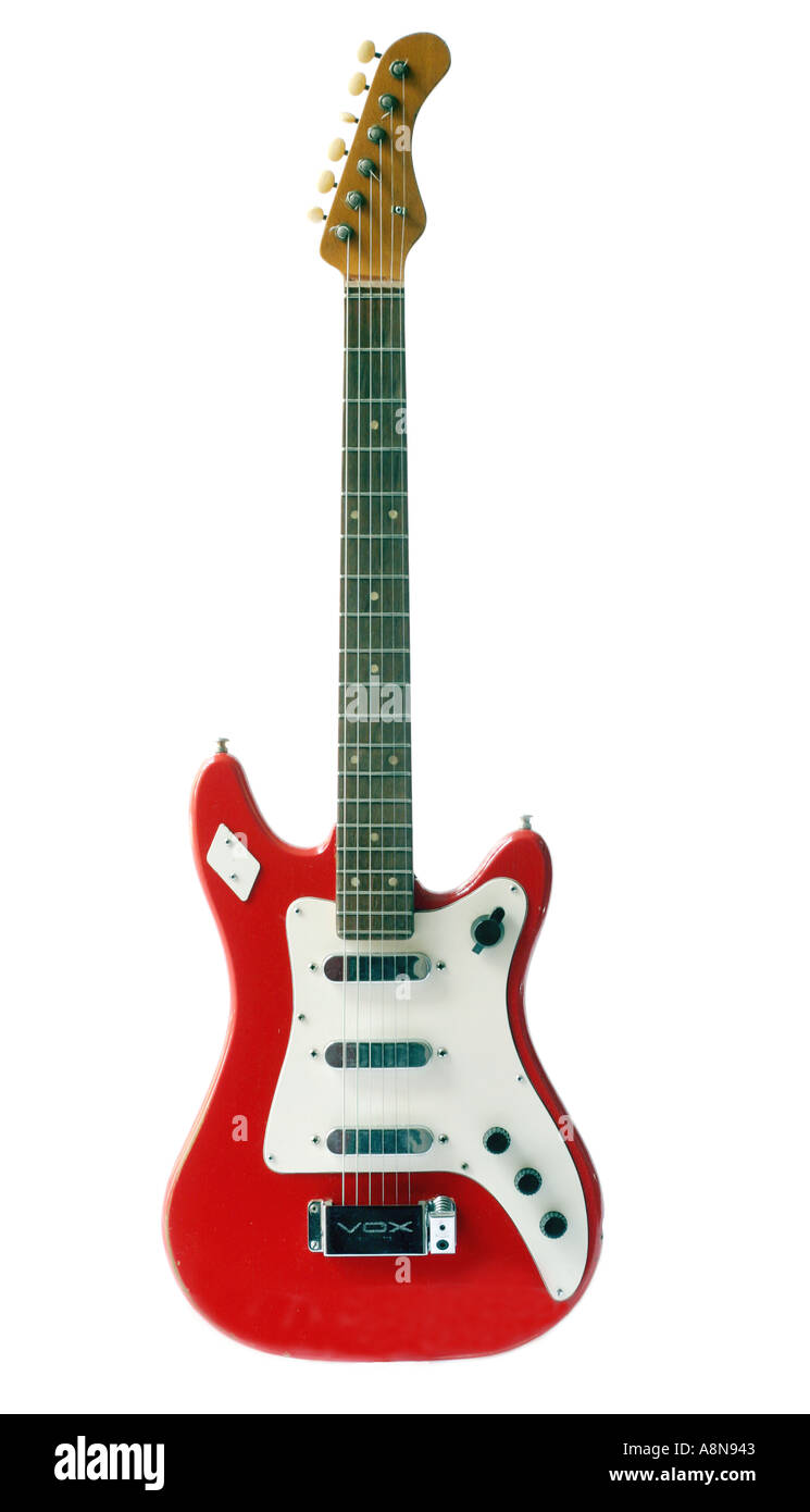 Vox Dominator - guitarra clásica guitarra eléctrica británica en rojo y  blanco, 1960,sonido de los años 60. Viejo vox - guitarra stratocaster  copiar Fotografía de stock - Alamy