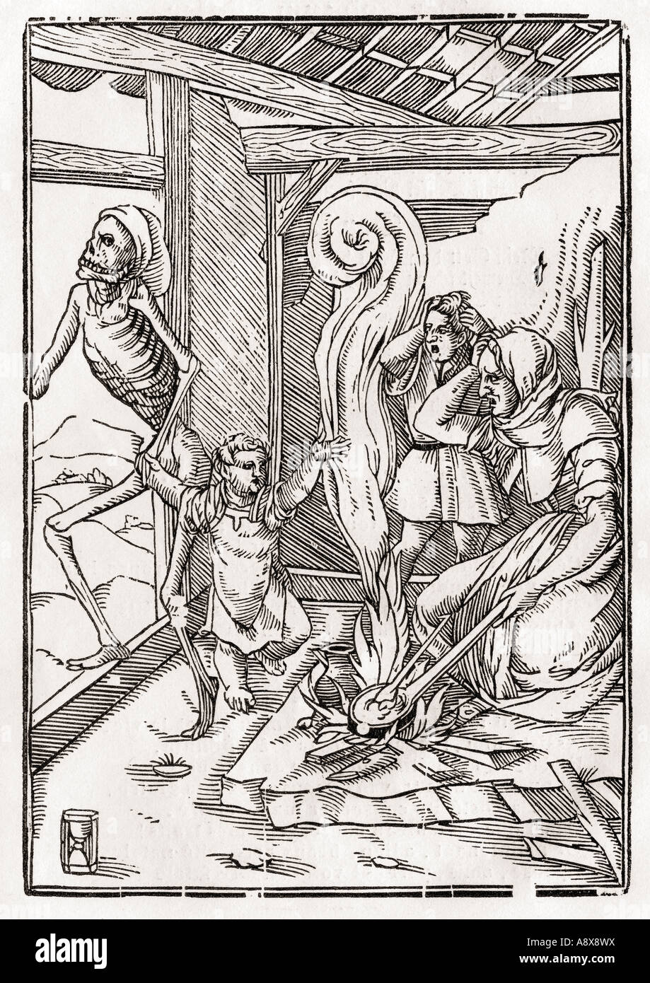 La muerte viene para el Niño. Después de Hans Holbein el joven. De der Todten Tanz o la Danza de la muerte, publicado Basilea, 1843. Foto de stock