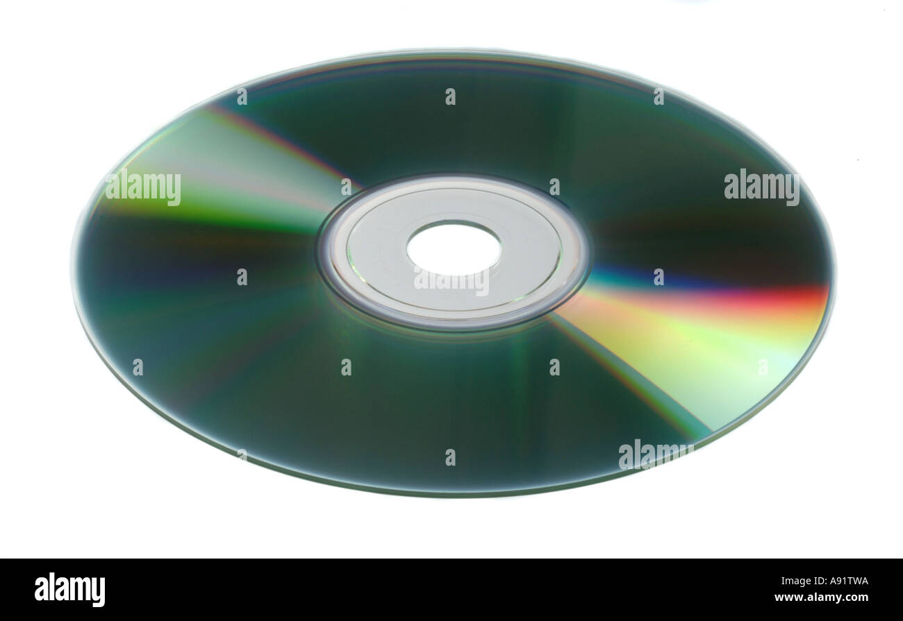Disco Compacto CD DVD disco versátil digital sobre fondo blanco. Foto de stock