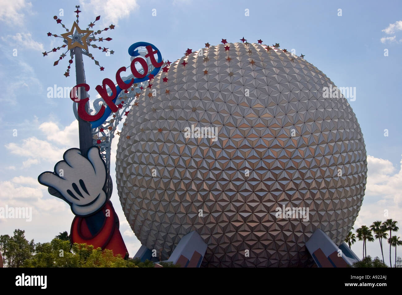 Spaceship Earth, el Centro Epcot, Walt Disney World Resort, Lake Buena Vista, Florida, EE.UU. Foto de stock