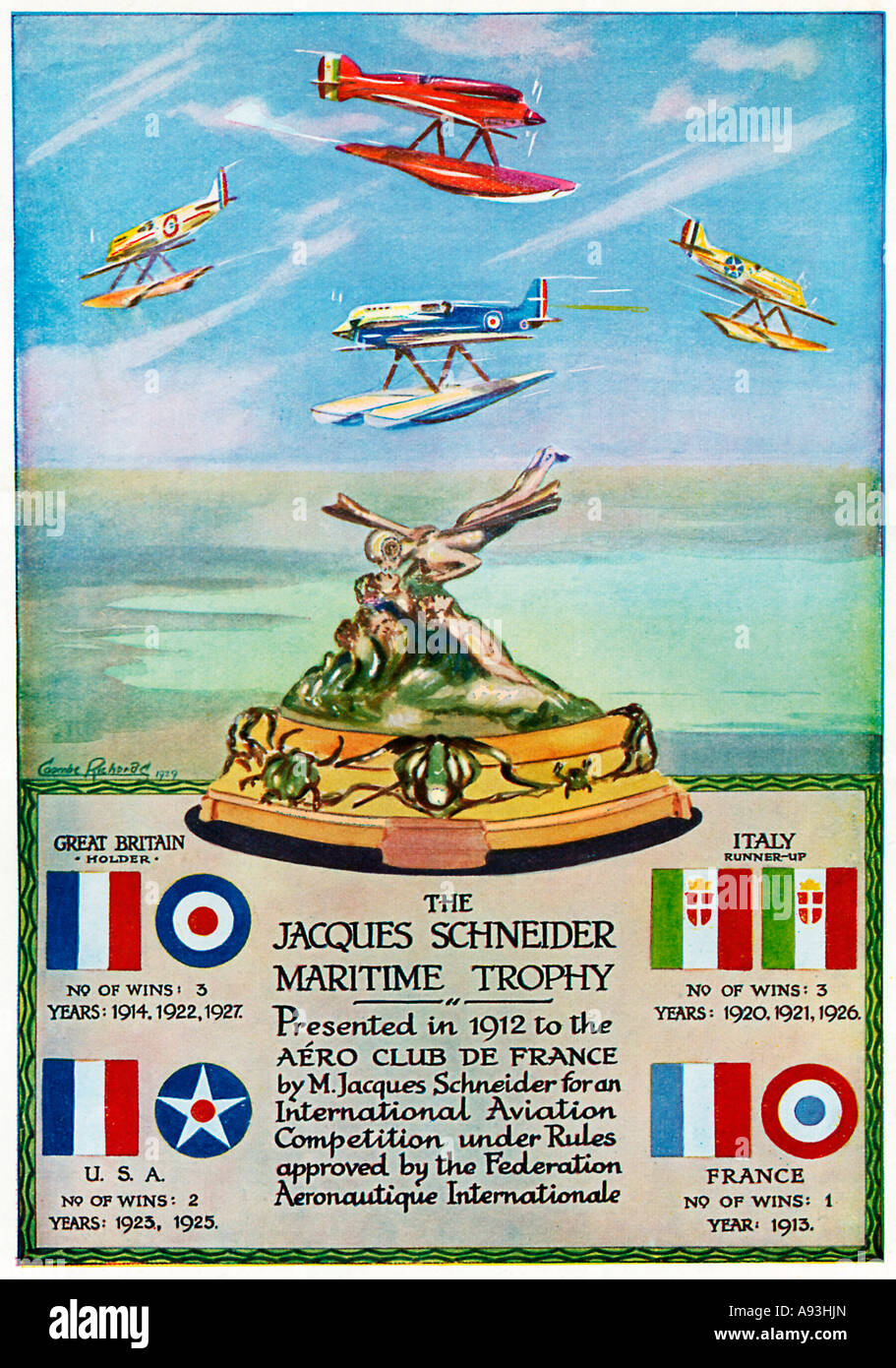 Jacques Schneider Trophy programa para el 1929 Schneider Trophy competición celebrada en el Solent Foto de stock