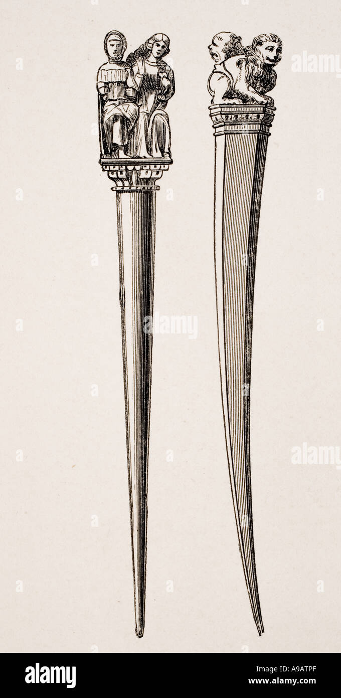 Lápices utilizados para escribir en el siglo XIV. Desde el siglo XIX IMPRIMIR Foto de stock