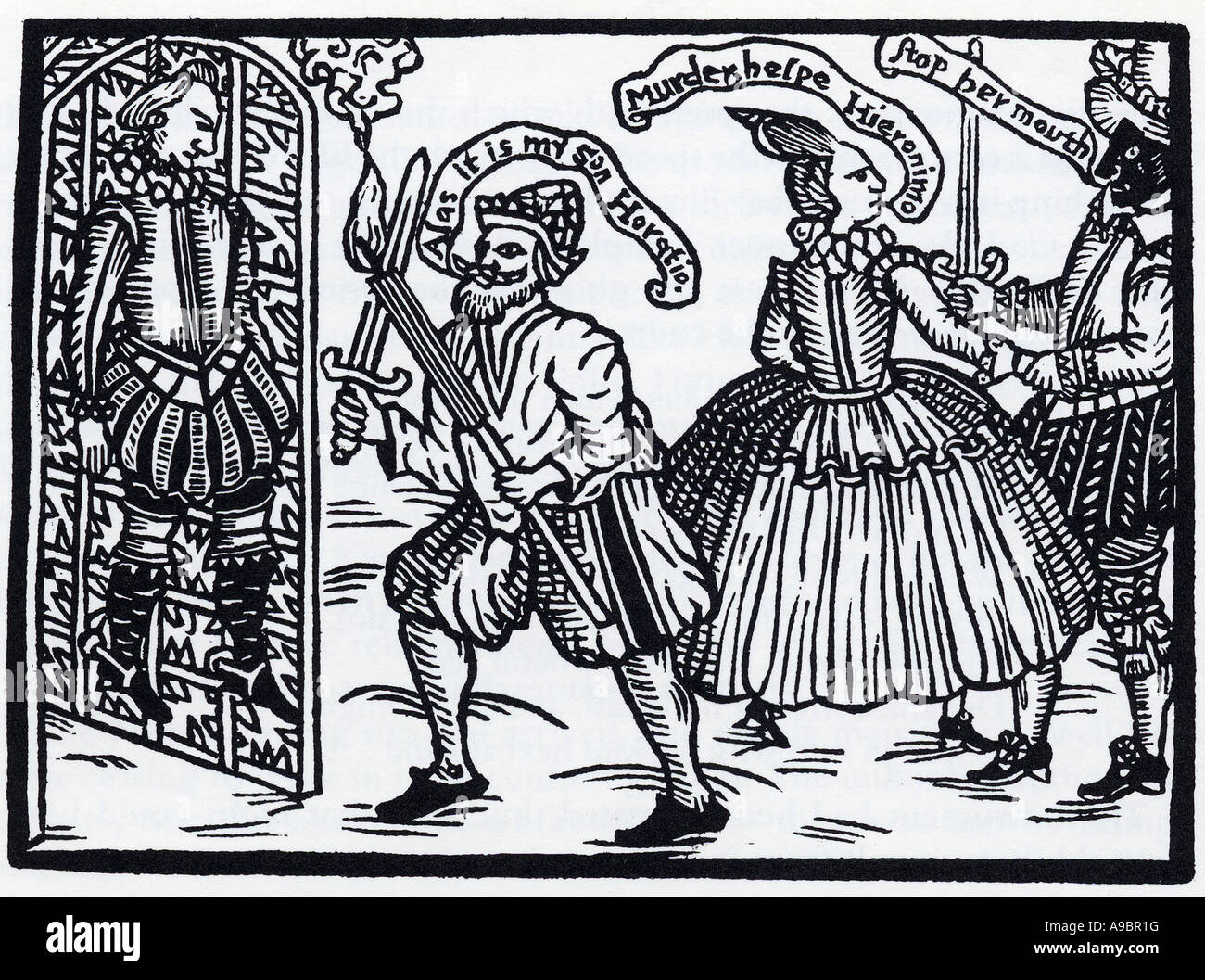 La tragedia española - parte de la portada de la edición de 1615 de Quarto de la obra de Thomas Kyd Foto de stock