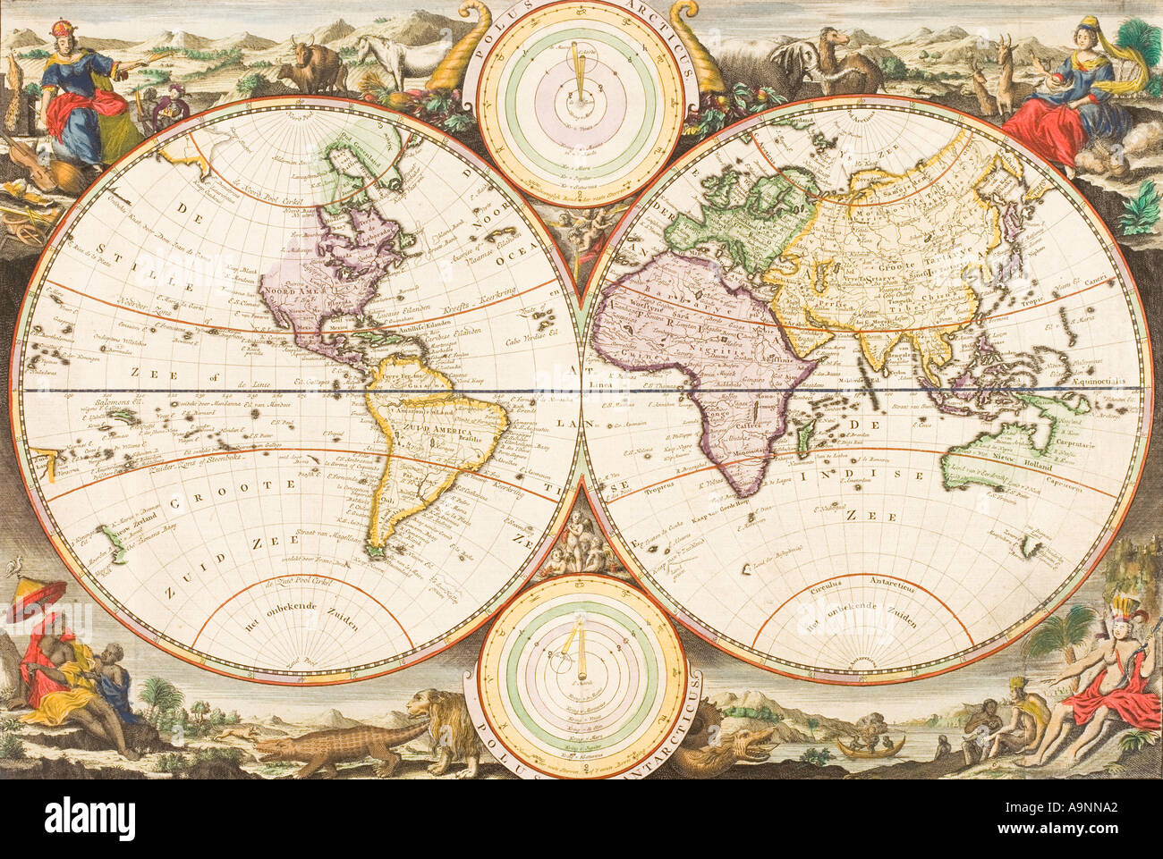 Un antiguo mapa del mundo Foto de stock