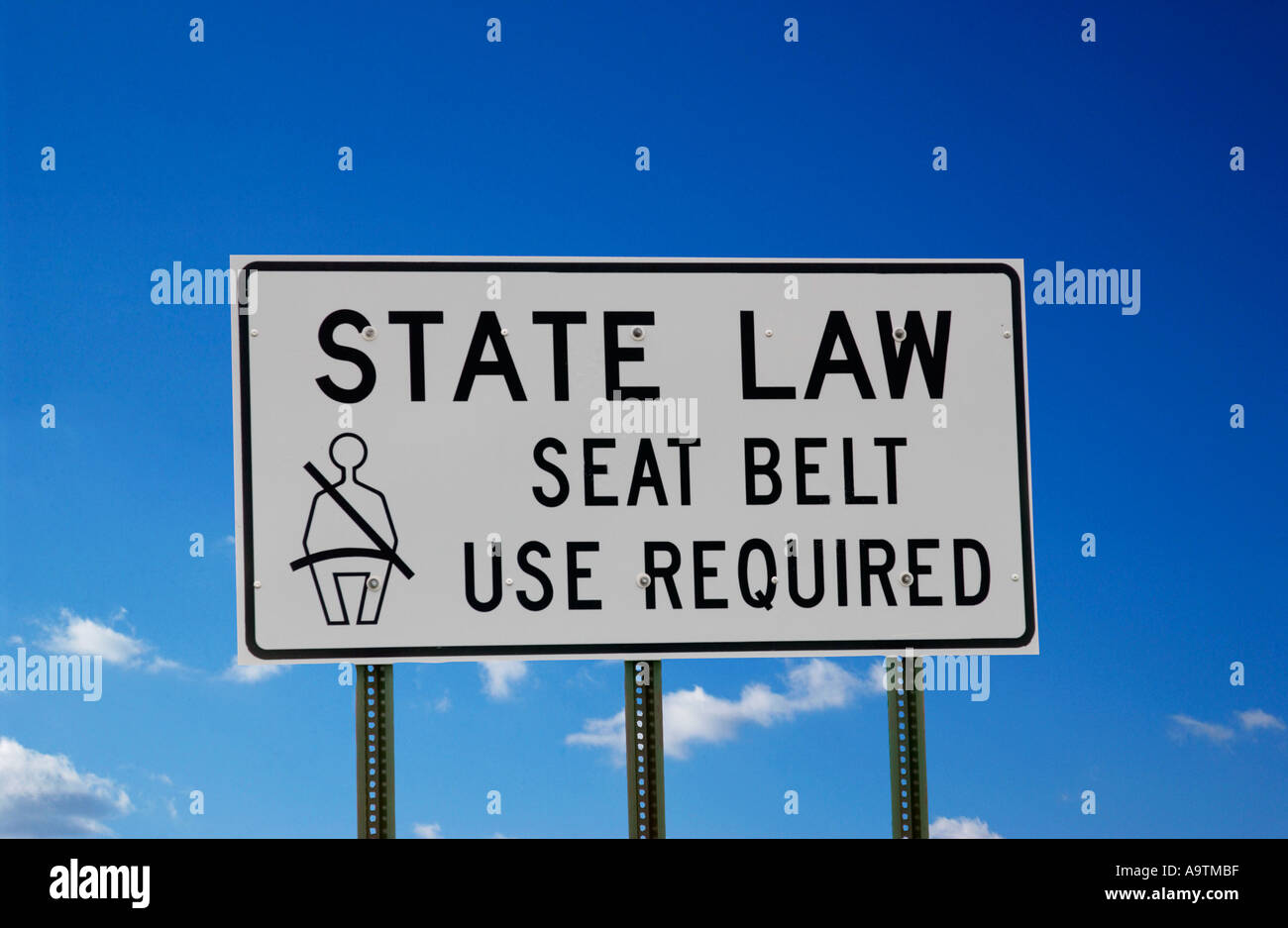 La ley estatal requiere el uso del cinturón de seguridad USA Foto de stock