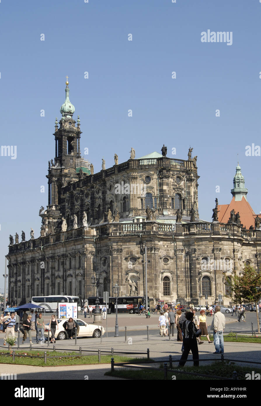 Hofkirche católica, la iglesia de la corte, Dresde, Sajonia, Alemania Foto de stock