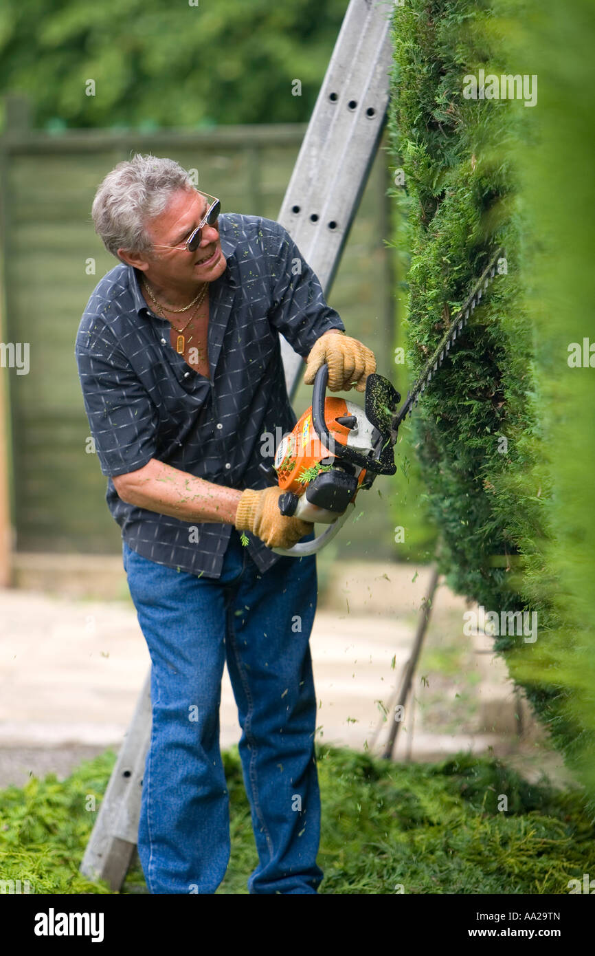 el jardinero está usando una motosierra para podar árboles 7541847 Foto de  stock en Vecteezy