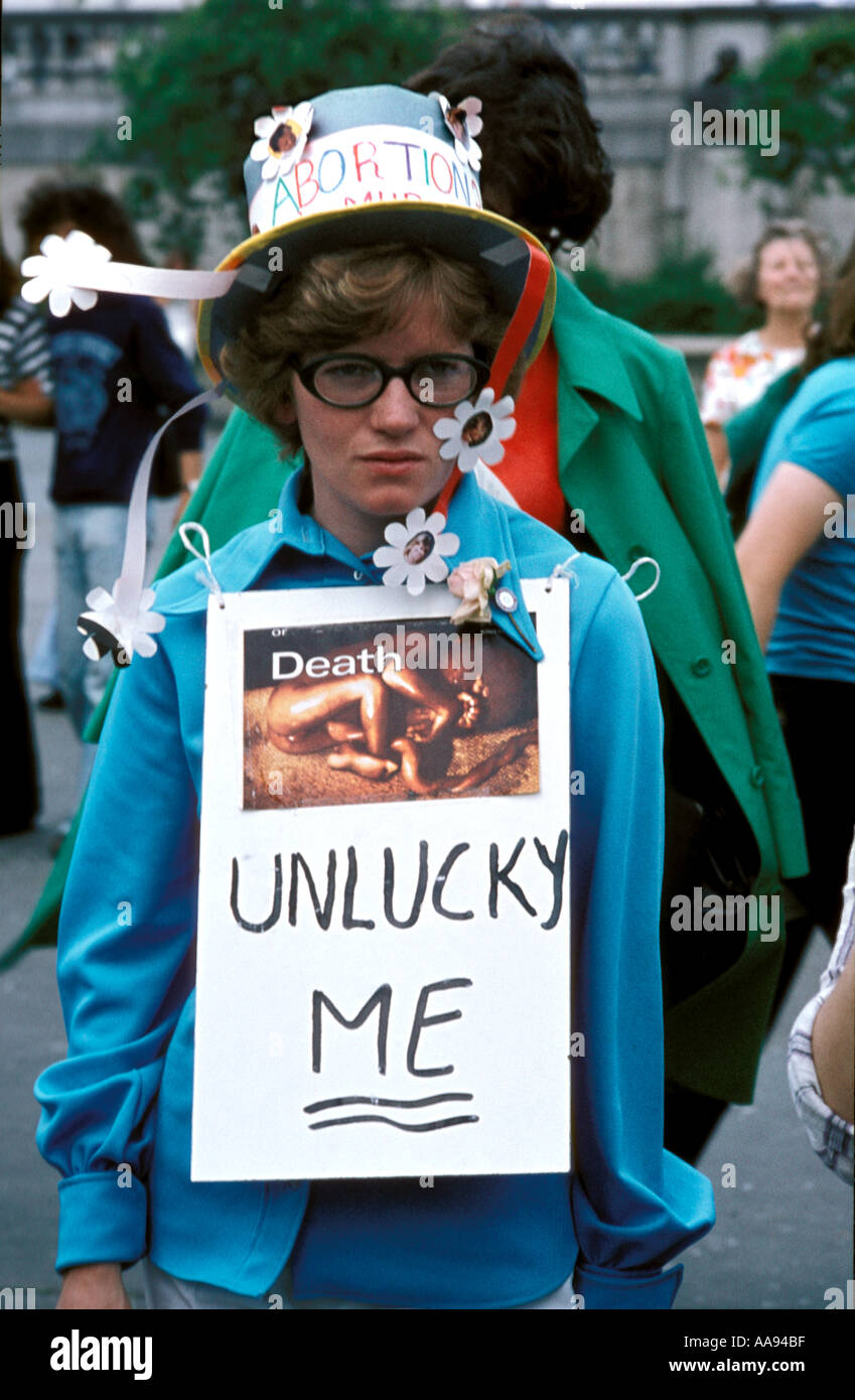Un manifestante en Londres contra el aborto. Foto de stock