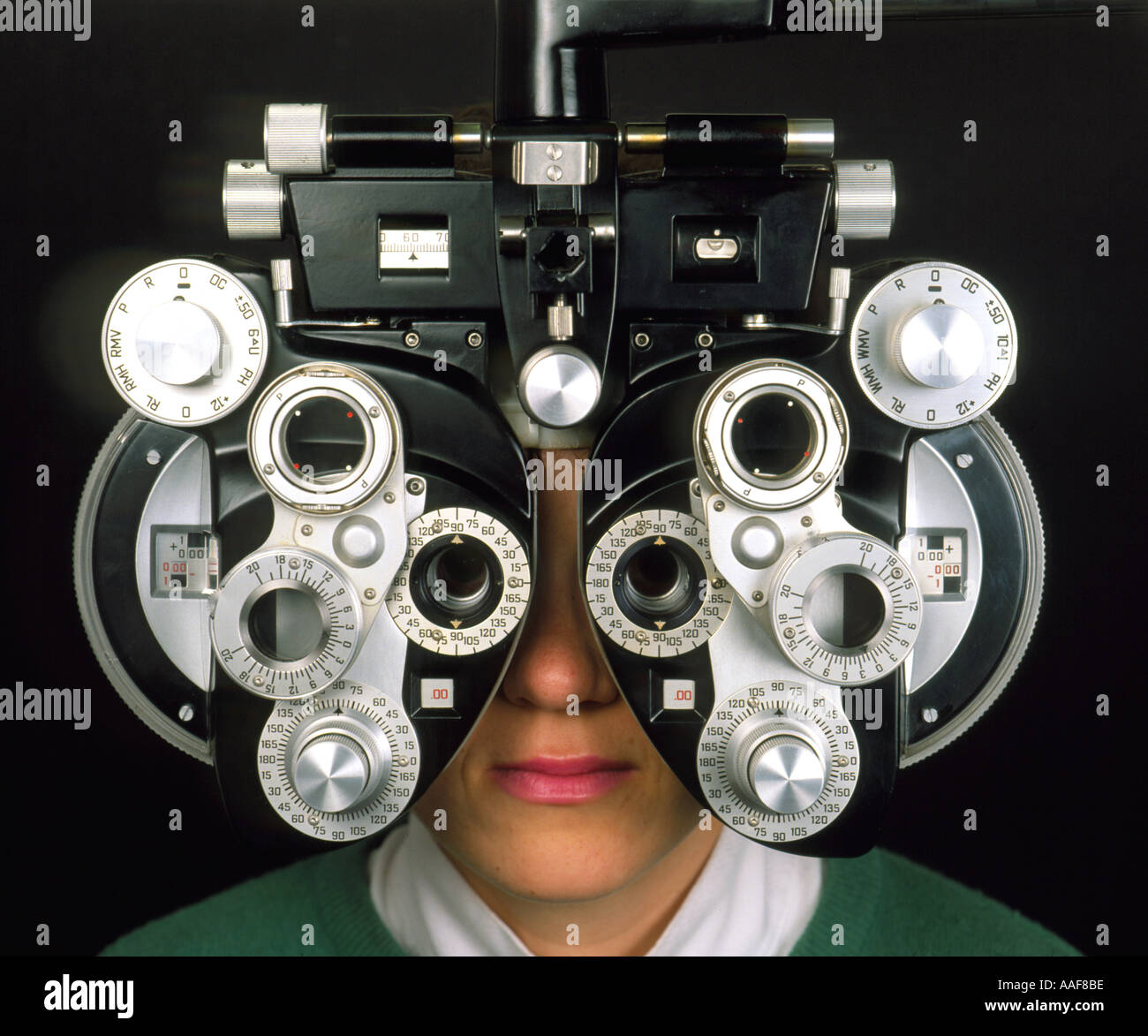 Prueba ocular óptico, la visión, la visión del cribado, Augentest beim Optiker, Sehen, Sehtest, especialista de los ojos investigación dioptrisch Foto de stock