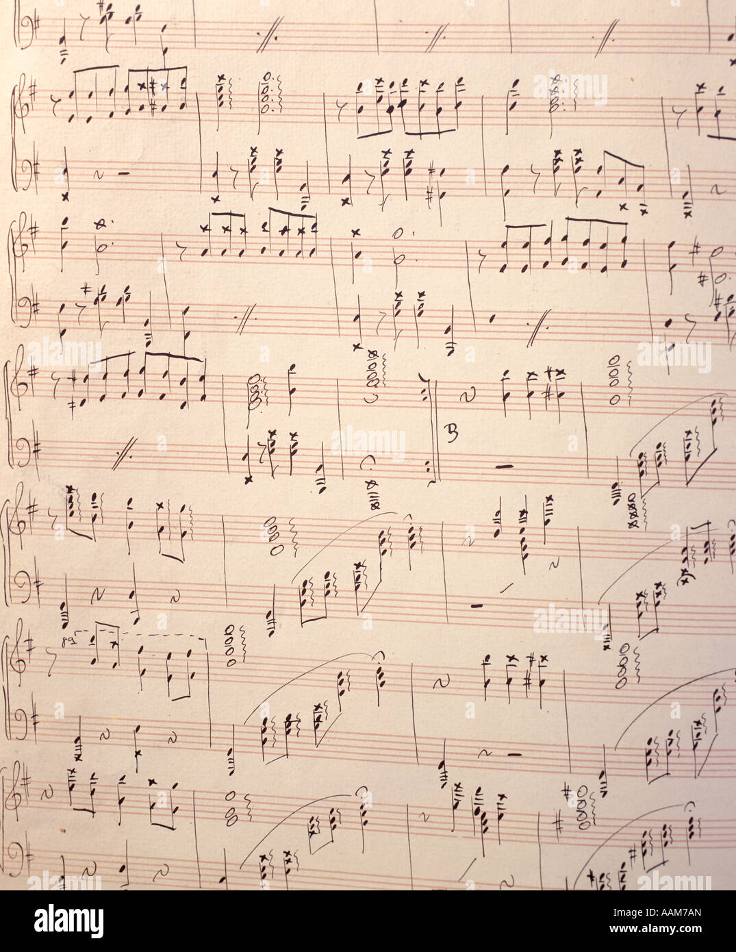Partituras manuscritas de un pasillo de Tango para piano Foto de stock