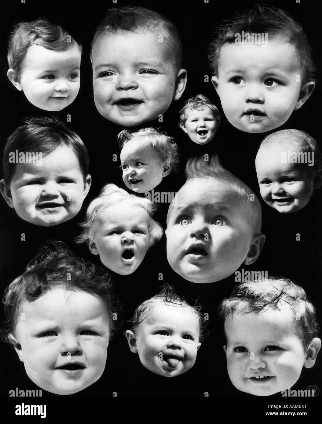 1930 Montage De Bebe Cabezas Con Diversas Expresiones Fotografia De Stock Alamy