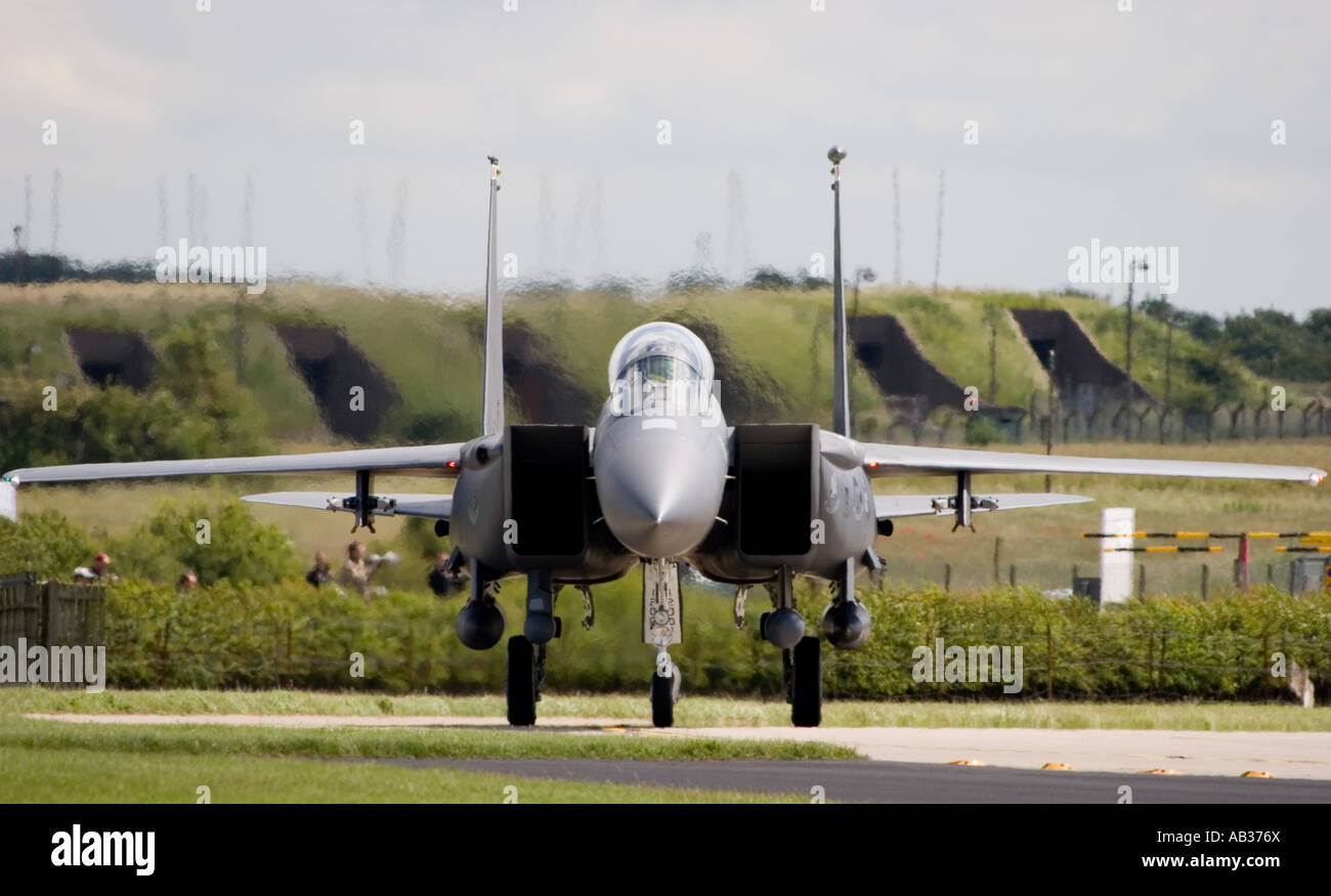 La Fuerza Aérea de los Estados Unidos Boeing F 15E Strike Eagle jet fighter a RAF Waddington Foto de stock