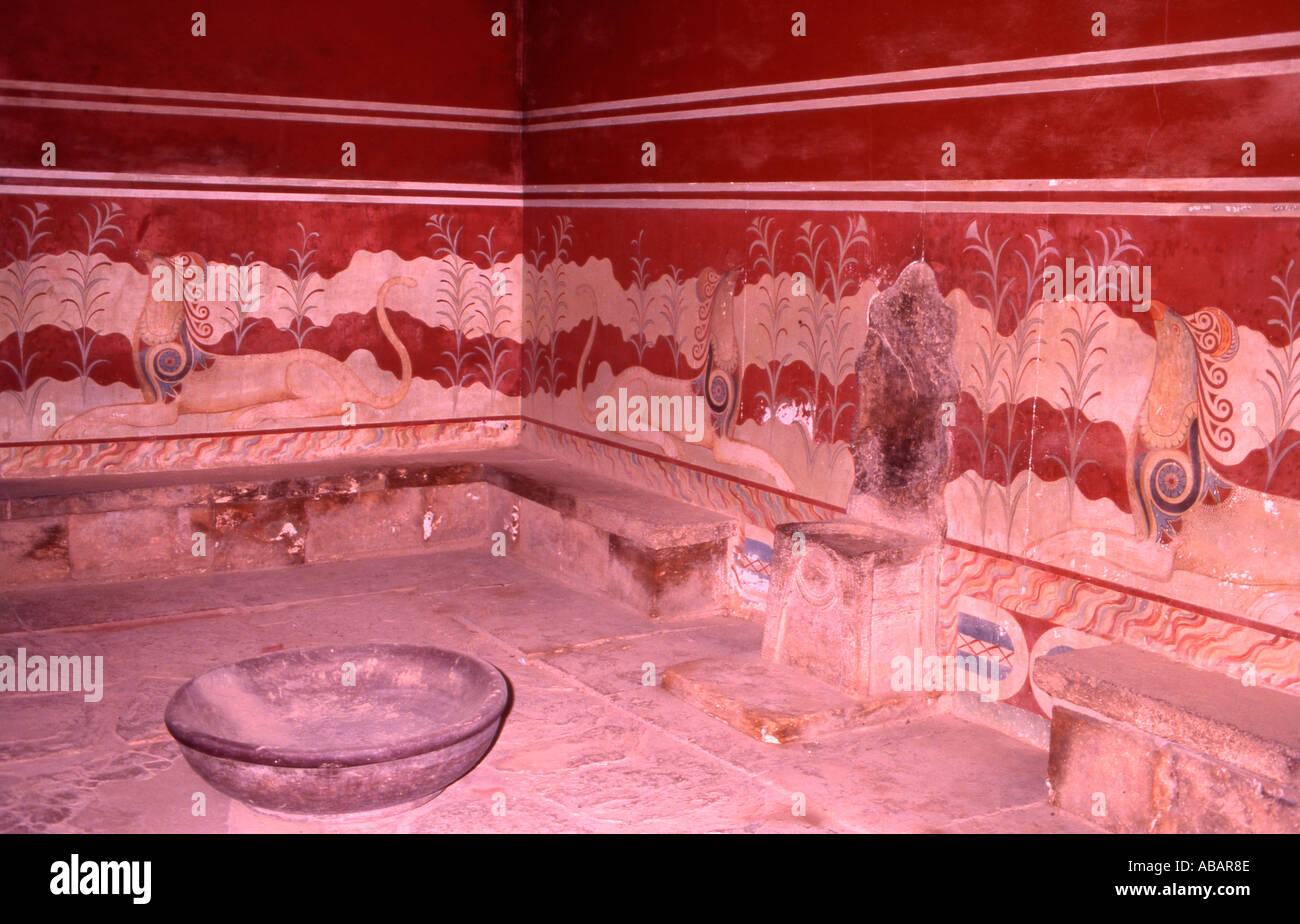 Grecia Creta Palacio de Knossos la sala del trono y Griffin Fresco