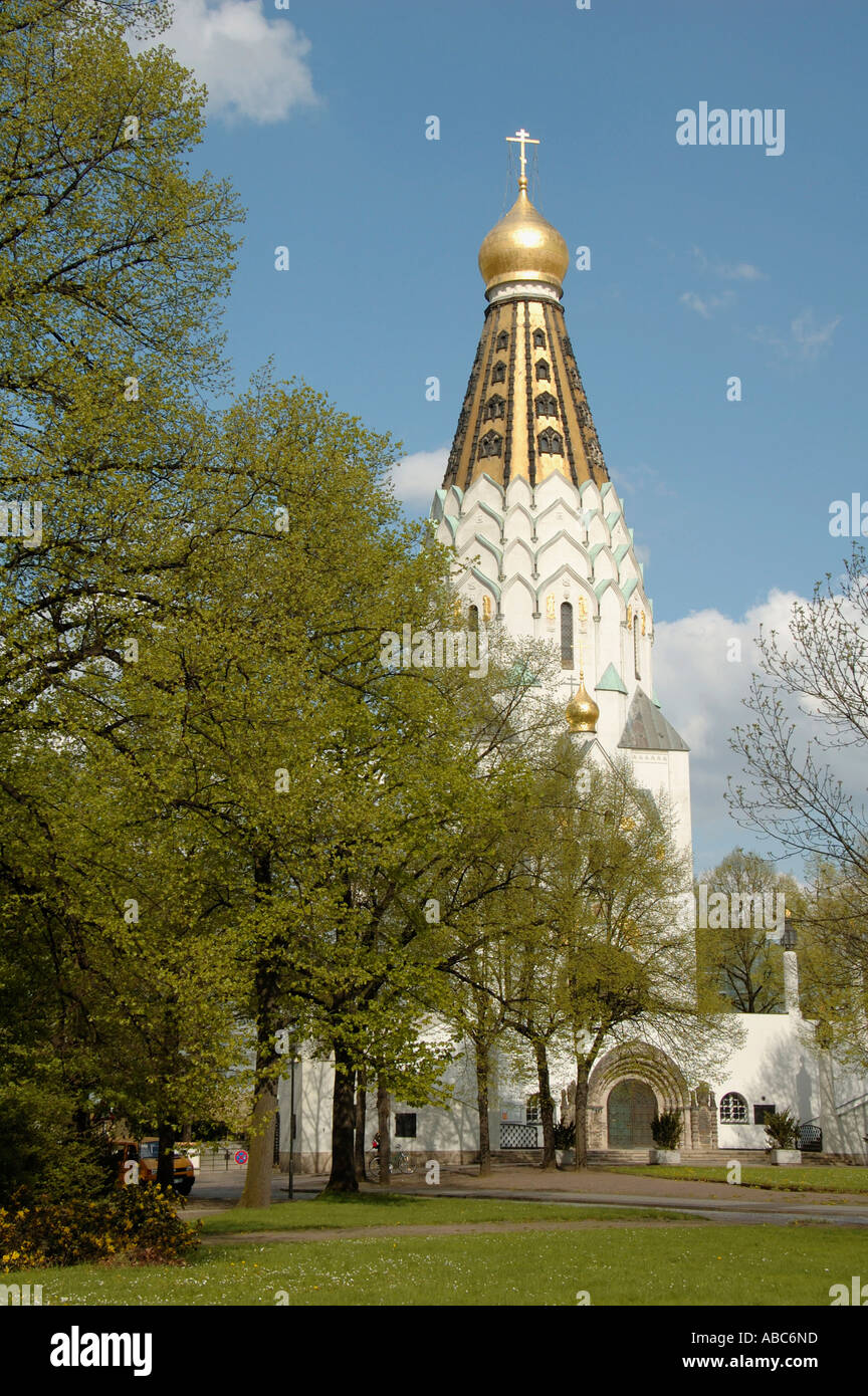 1813 configura la batalla de las Naciones La Federación Memory Church en Leipzig, para la memoria a los caídos en Leipzig, Alemania Foto de stock