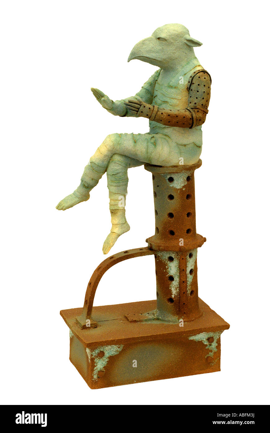 Fantasy figura figurilla otro mundo mundano estatua escultural híbrido humanoide gripe mecánica tecnología tecno ornamento orname Foto de stock