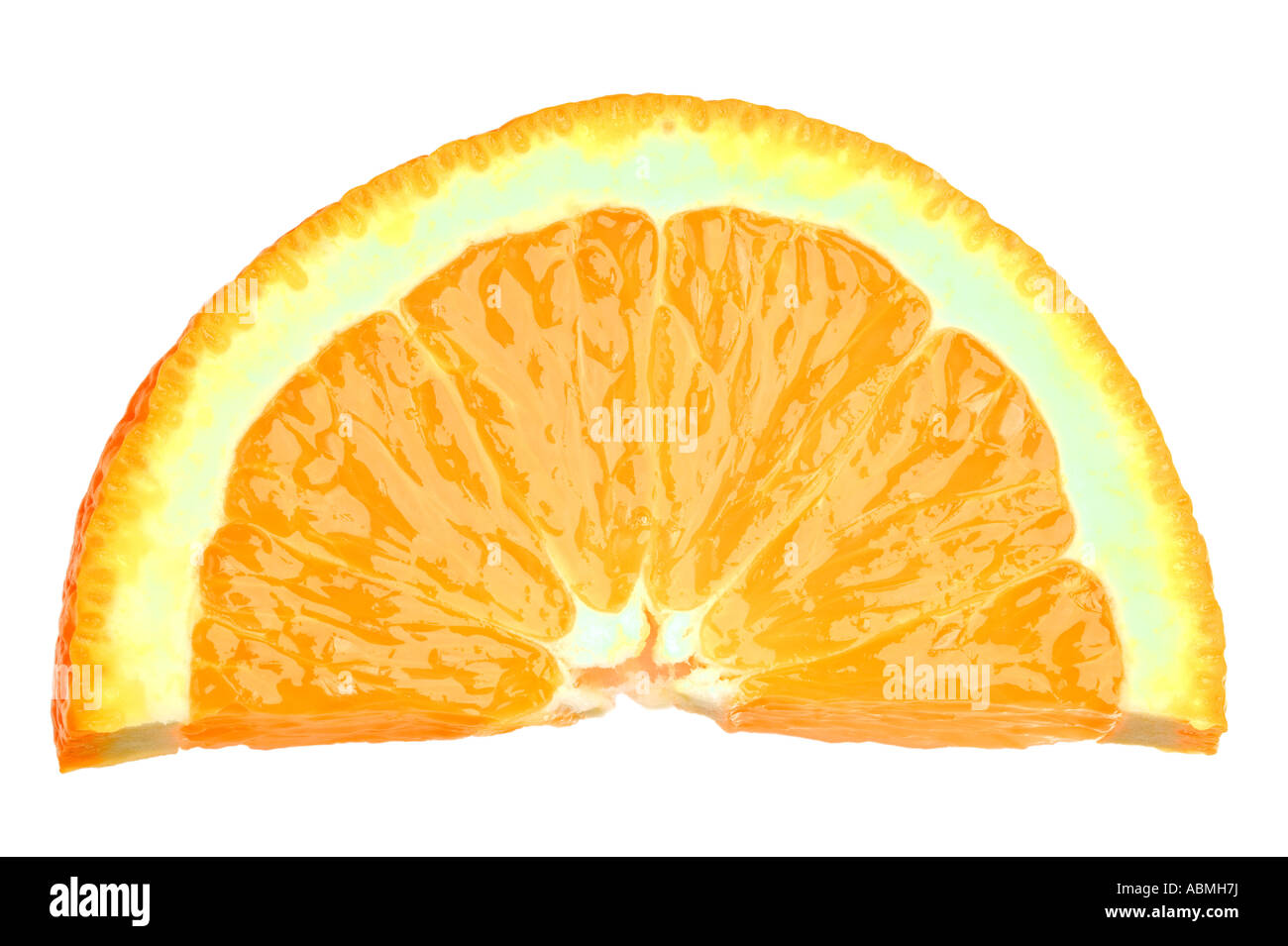 Jugosa naranja fresca rebanada aislado en blanco Foto de stock