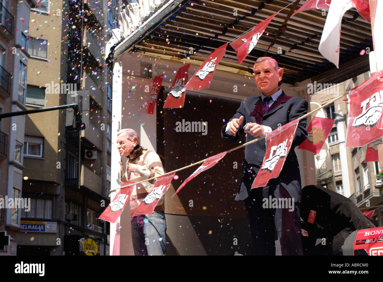 Las celebraciones del Primero de Mayo en Zaragoza, España Foto de stock