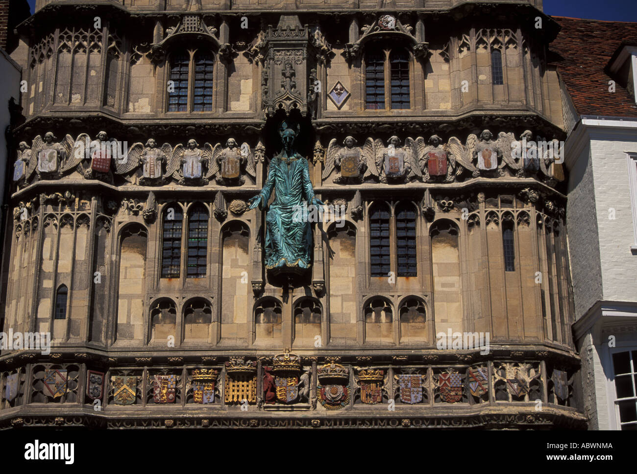 Detalle de la fachada de la Catedral de Canterbury Kent England Reino Unido Foto de stock