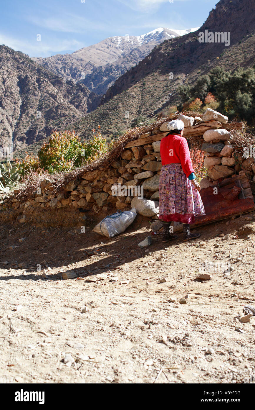 Una dama en SDI Fadma bereberes en las montañas del Atlas en Marruecos Foto de stock