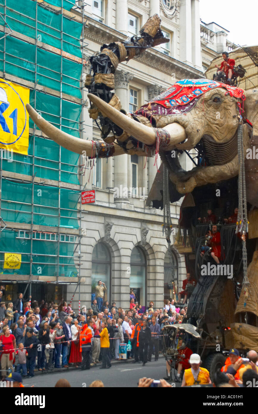 Los sultanes Elephant trompetas fuerte como hace su camino abajo de Pall Mall. Foto de stock