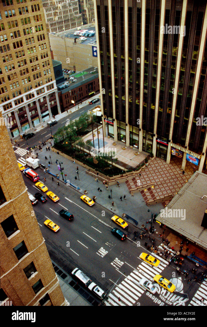 Vista aérea en el Madison Square Garden de Manhattan, Nueva York Foto de stock