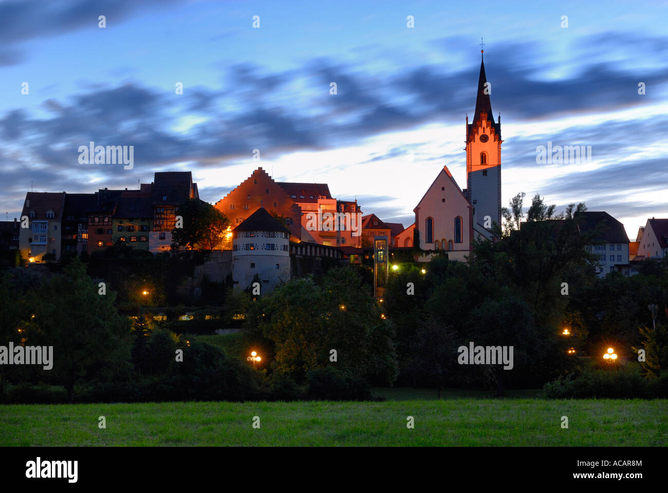 Silueta de la vieja ciudad de Engen, Baden Wuerttemberg, Alemania, Europa. Foto de stock