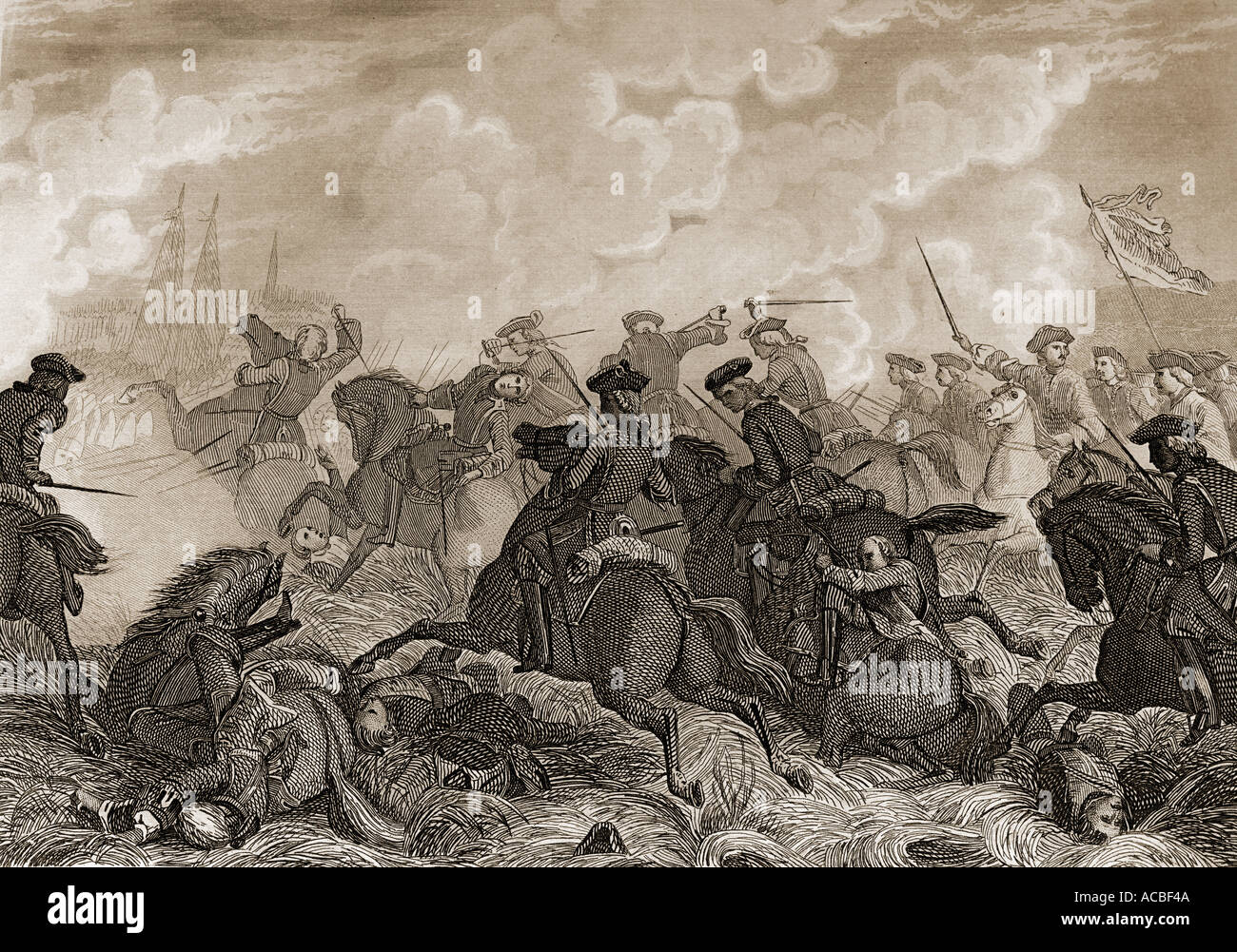 La batalla de Villaviciosa de Tajuña, Guadalajara, España 1710 Foto de stock