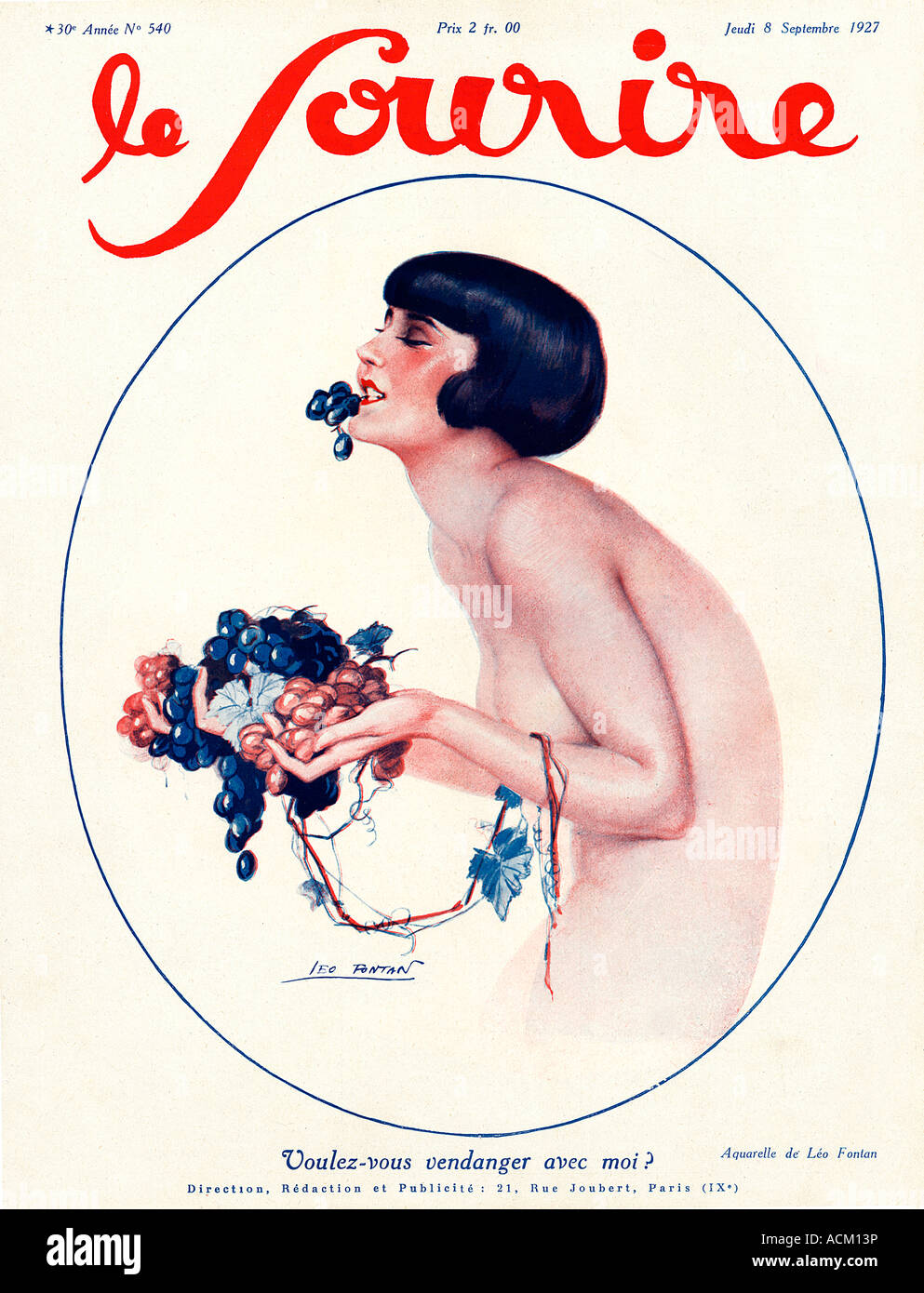 Sourire Vendager clásico francés 1920 ilustración de portada para le  Sourire ¿quieres recoger mis uvas Fotografía de stock - Alamy
