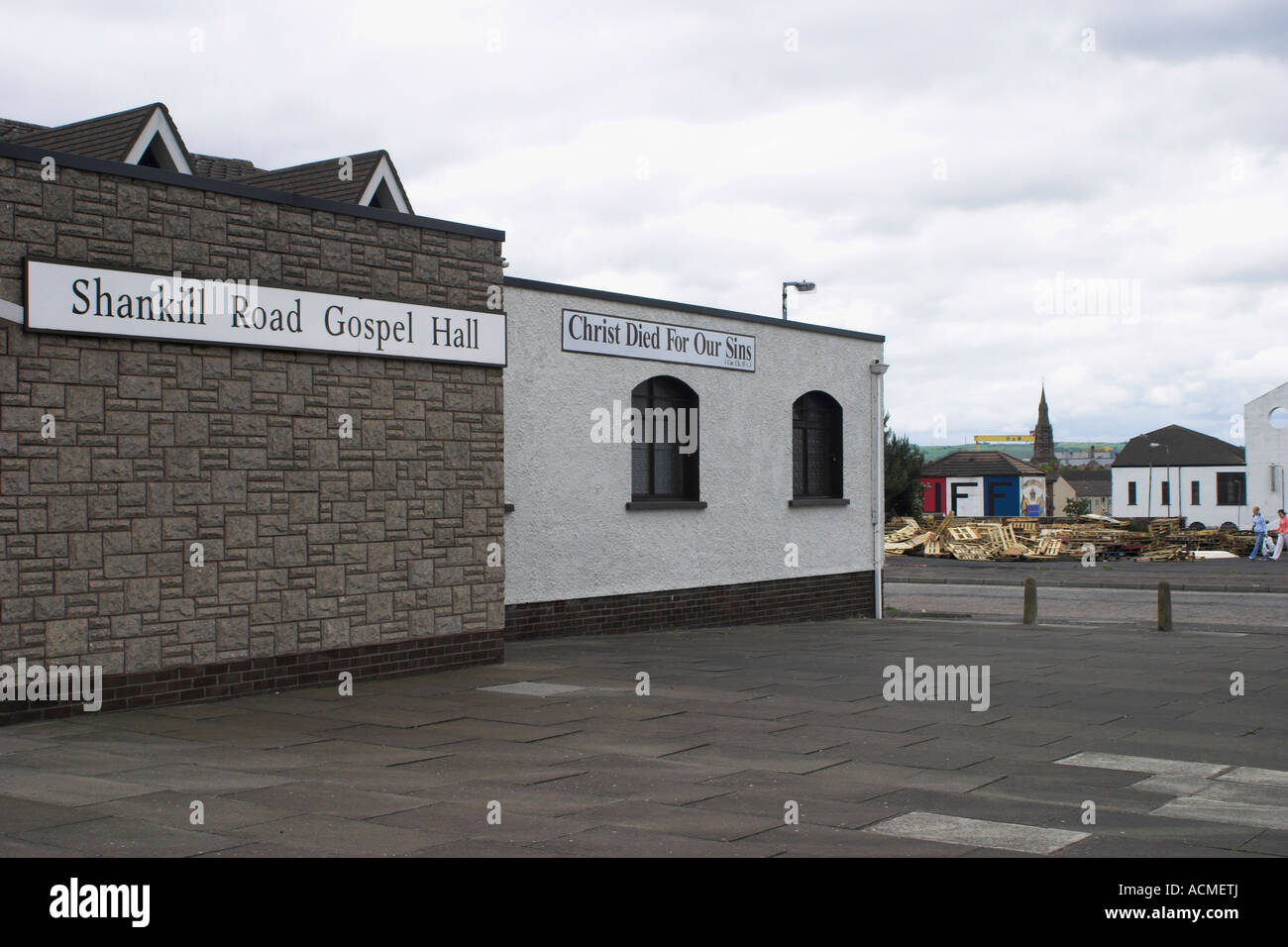 Shankill Road Evangelio Hall Belfast Condado de Antrim de Irlanda del Norte Foto de stock