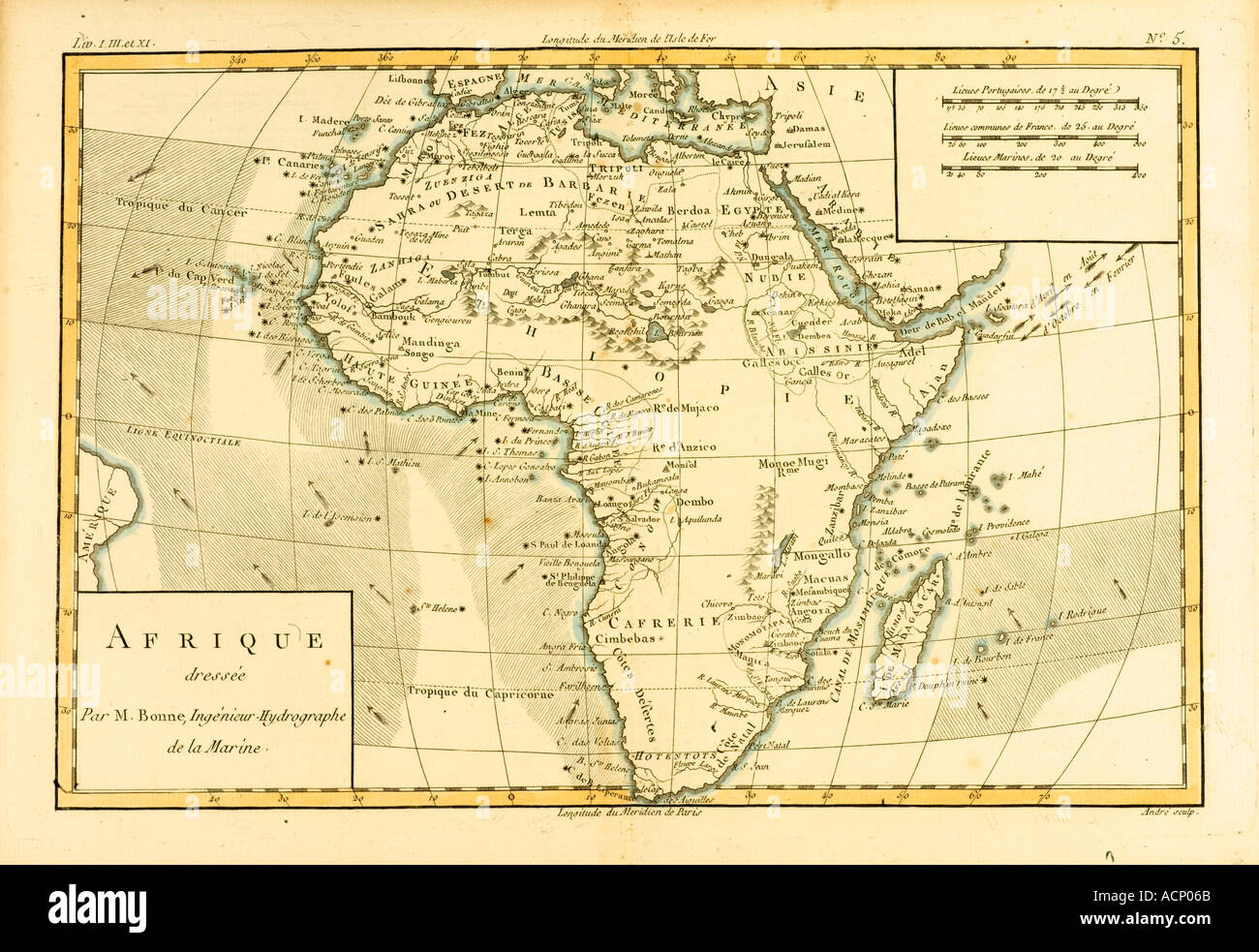 Mapa de África circa 1760 Foto de stock