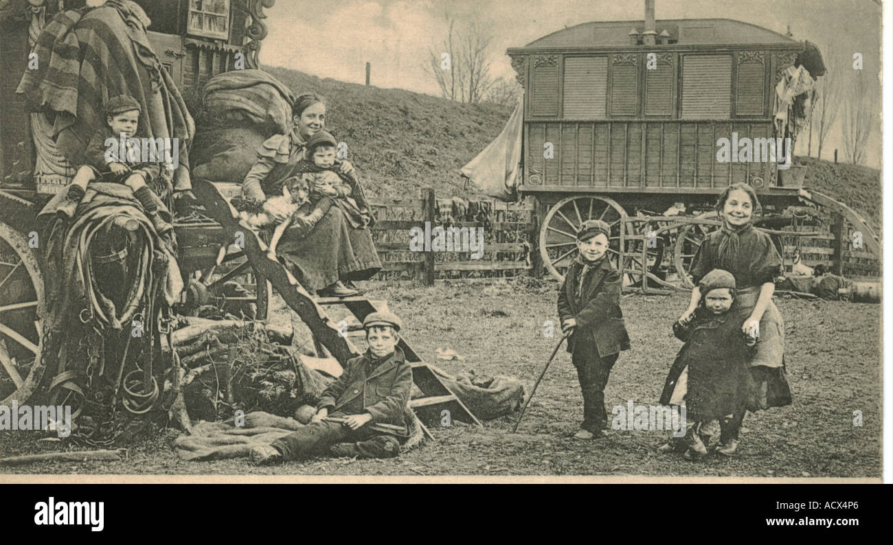 Postales fotográficas de gitanos postally utilizado 1904 Foto de stock
