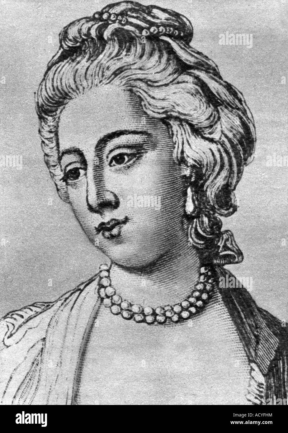 Caroline Matilda, 22.7.1751 - 10.5.1775, Reina Consort de Dinamarca y Noruega 8.11.1766 - 14.3.1772, retrato, grabado, siglo 19, , Foto de stock