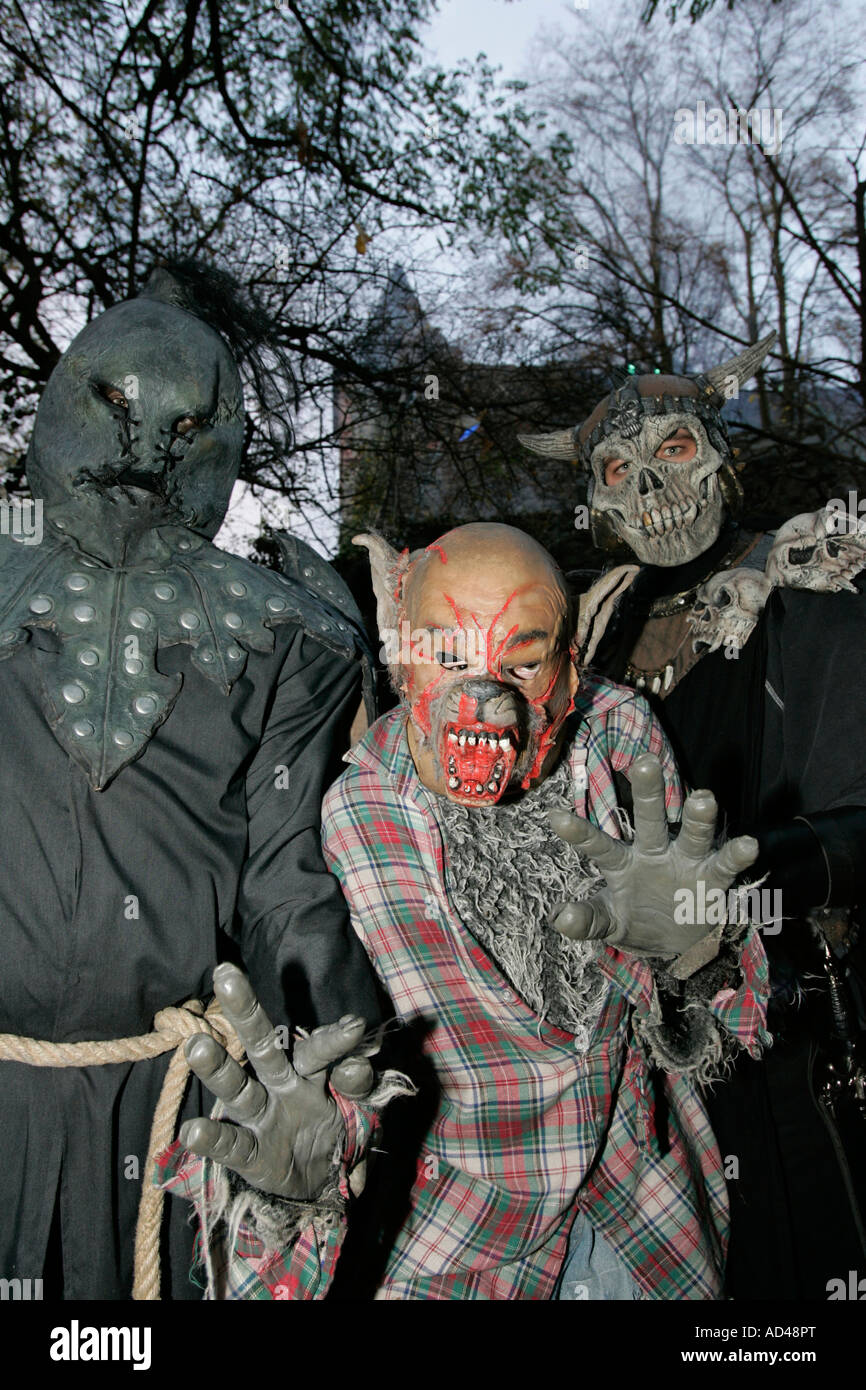 En Halloween un monstruo en el castillo Frankenstein, Hessen, Alemania Foto de stock