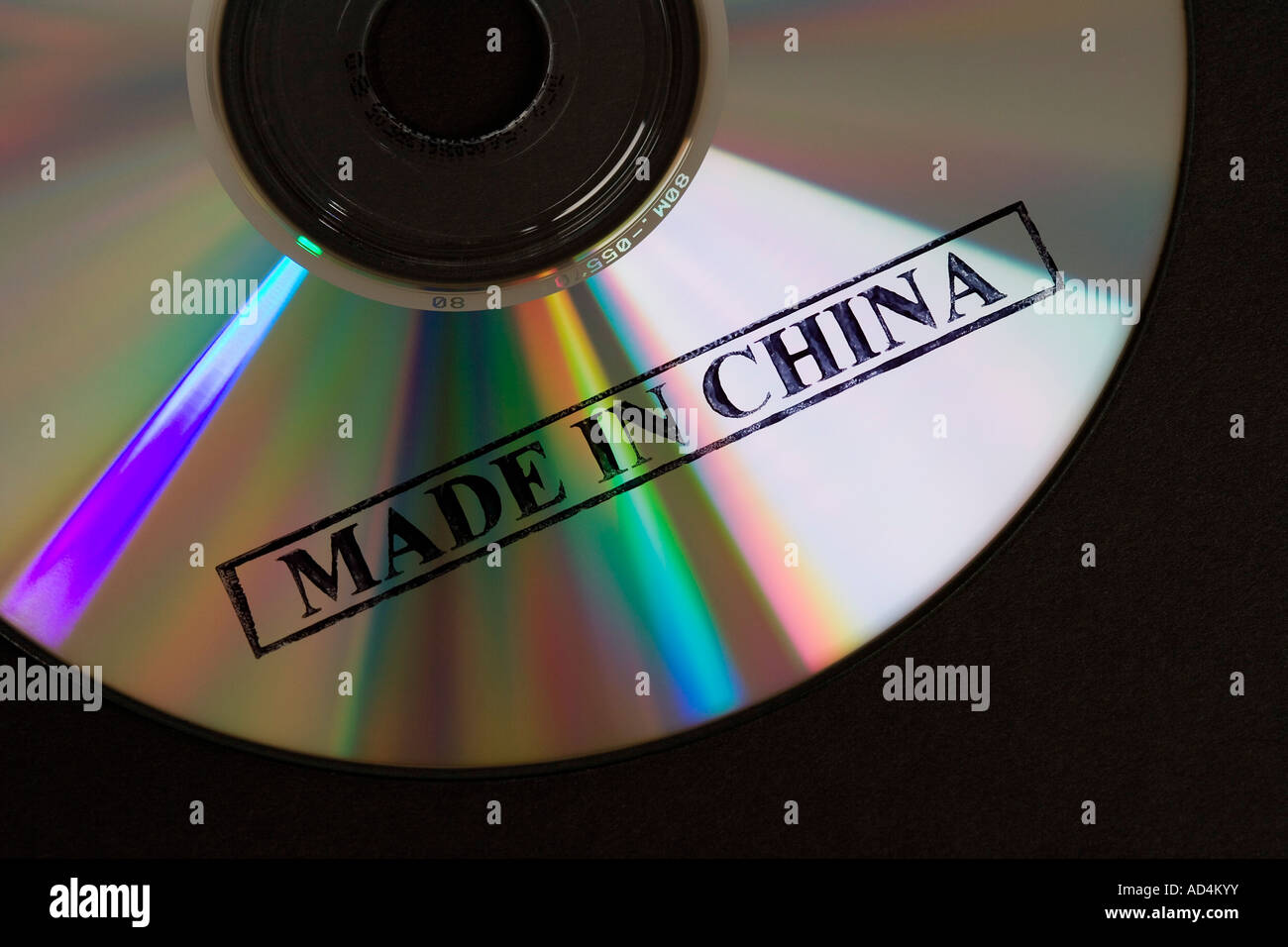Un CD grabado "Made in China" Foto de stock
