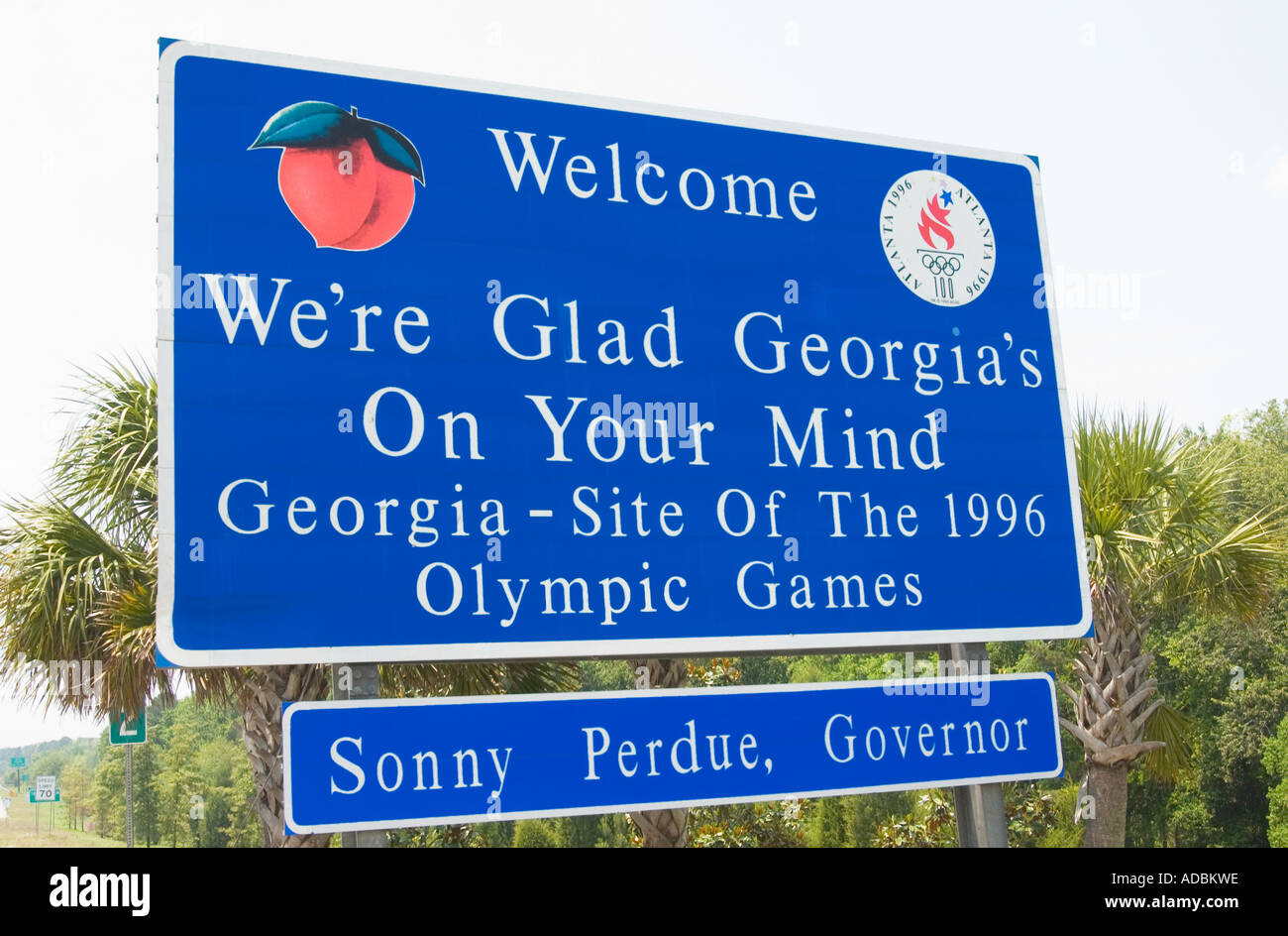 Cartel de bienvenida a Georgia EE.UU. Foto de stock
