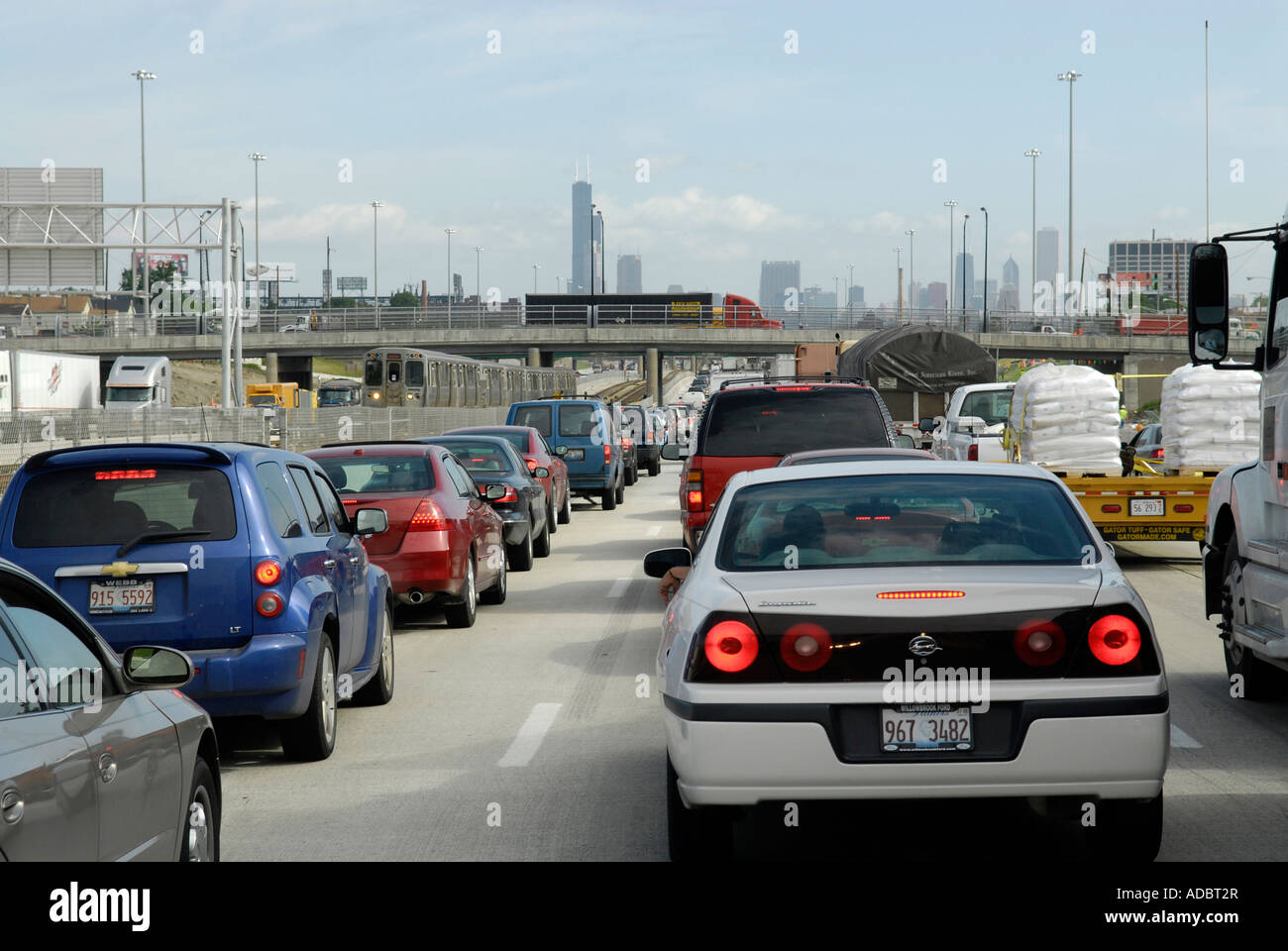 Patrón de tráfico en Chicago, Illinois, IL en Interstate 94 I Foto de stock