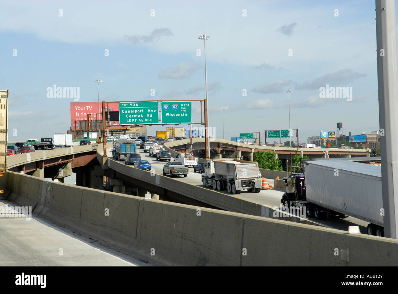 Patrón de tráfico en Chicago, Illinois, IL en Interstate 94 I Foto de stock