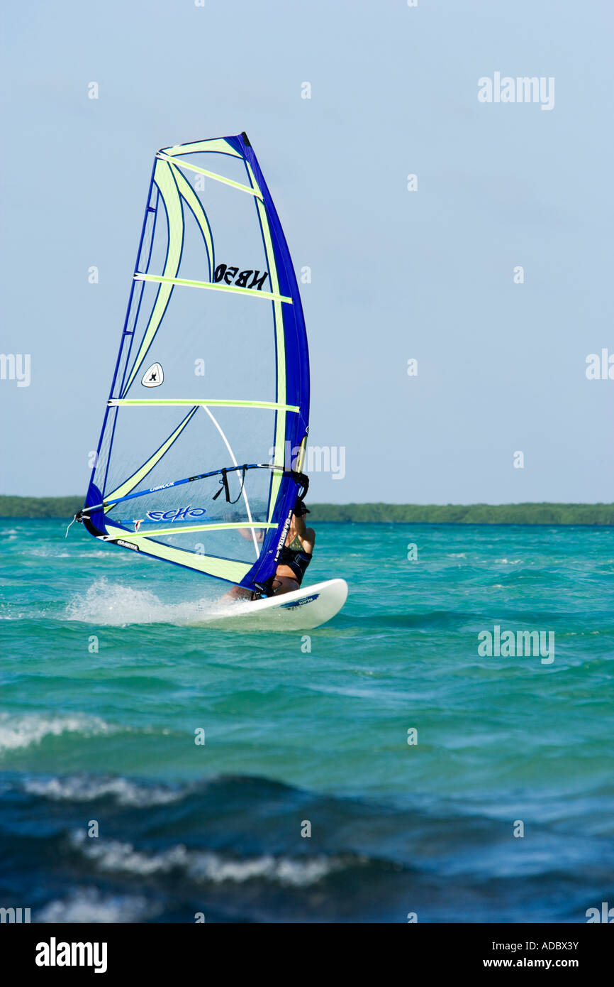 Windsurf en Pulla Ciudad en extremo sur de Bonaire, Antillas Antillies Foto de stock