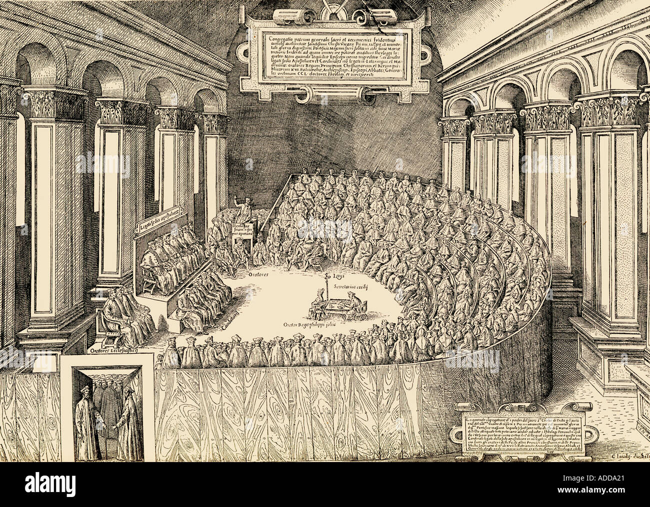 Concilio de Trento, de 1563, el 19º Concilio ecuménico de la Iglesia Católica. Foto de stock