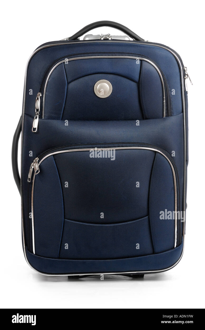 Maleta de viaje azul bolsa de equipaje Equipaje recorte aislado caso Foto de stock