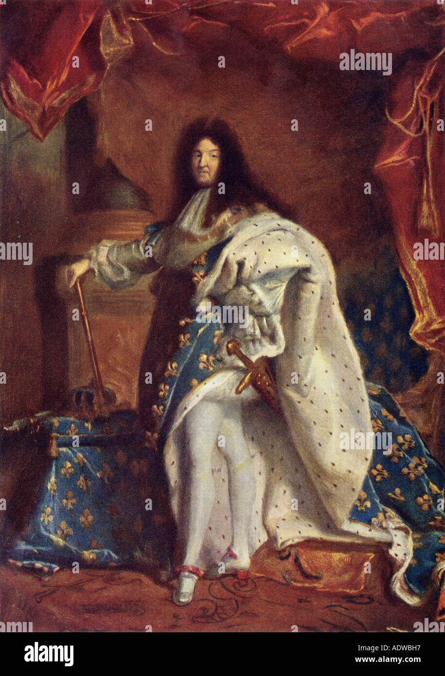 Luis XIV, conocido como el Rey Sol. Semitono de color de pintura Foto de stock