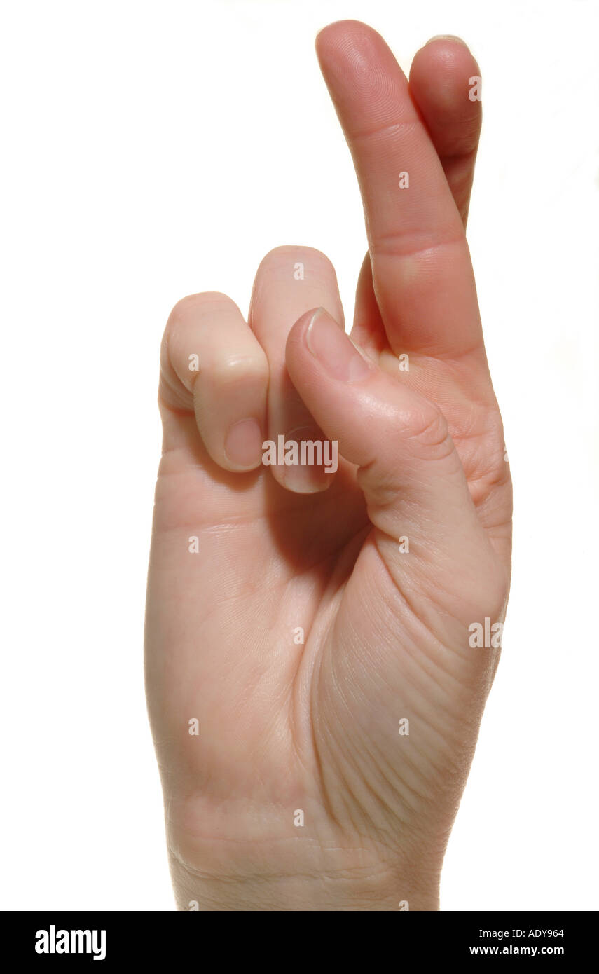 Manos persona personas mano dedo pulgar muñeca dedos pulgares clavos  encanto suerte lucky mentira cruce Fotografía de stock - Alamy