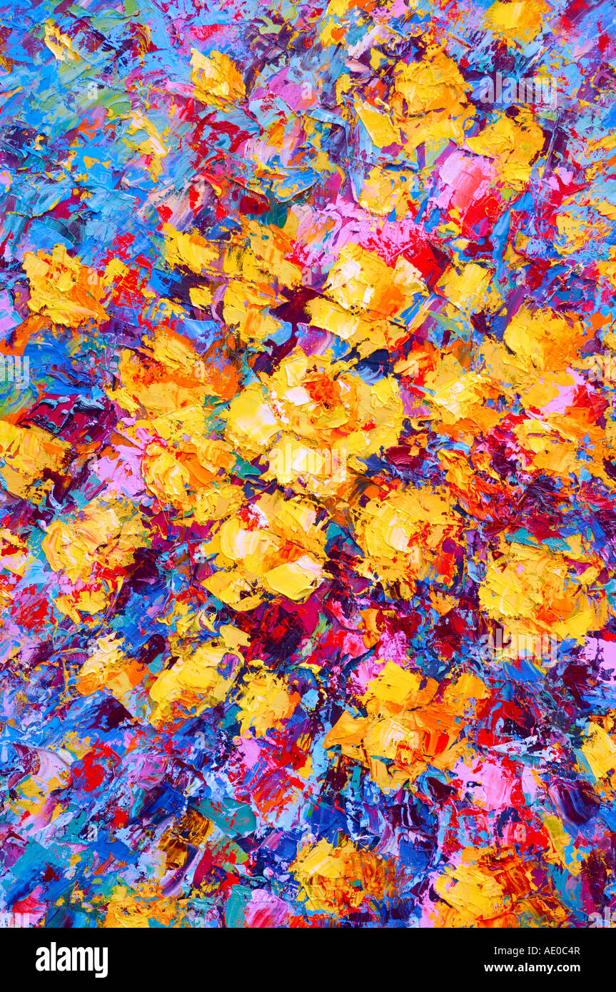 Colores brillantes psicodélico abstracta pintura al óleo Foto de stock