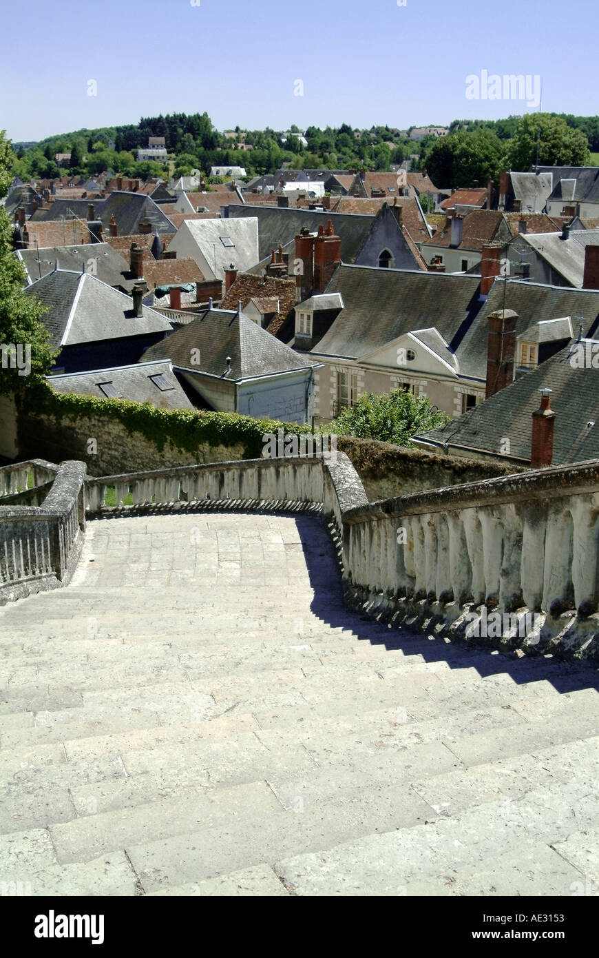 Francia Loir et Cher st aignan escalera del palacio renacentista del siglo XVI. Foto de stock