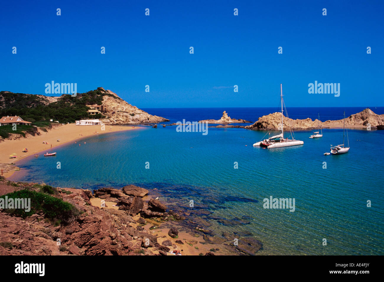 Cala Pregonda beach, en la costa norte, Menorca, Islas Baleares, España, Mediterráneo, Europa Foto de stock