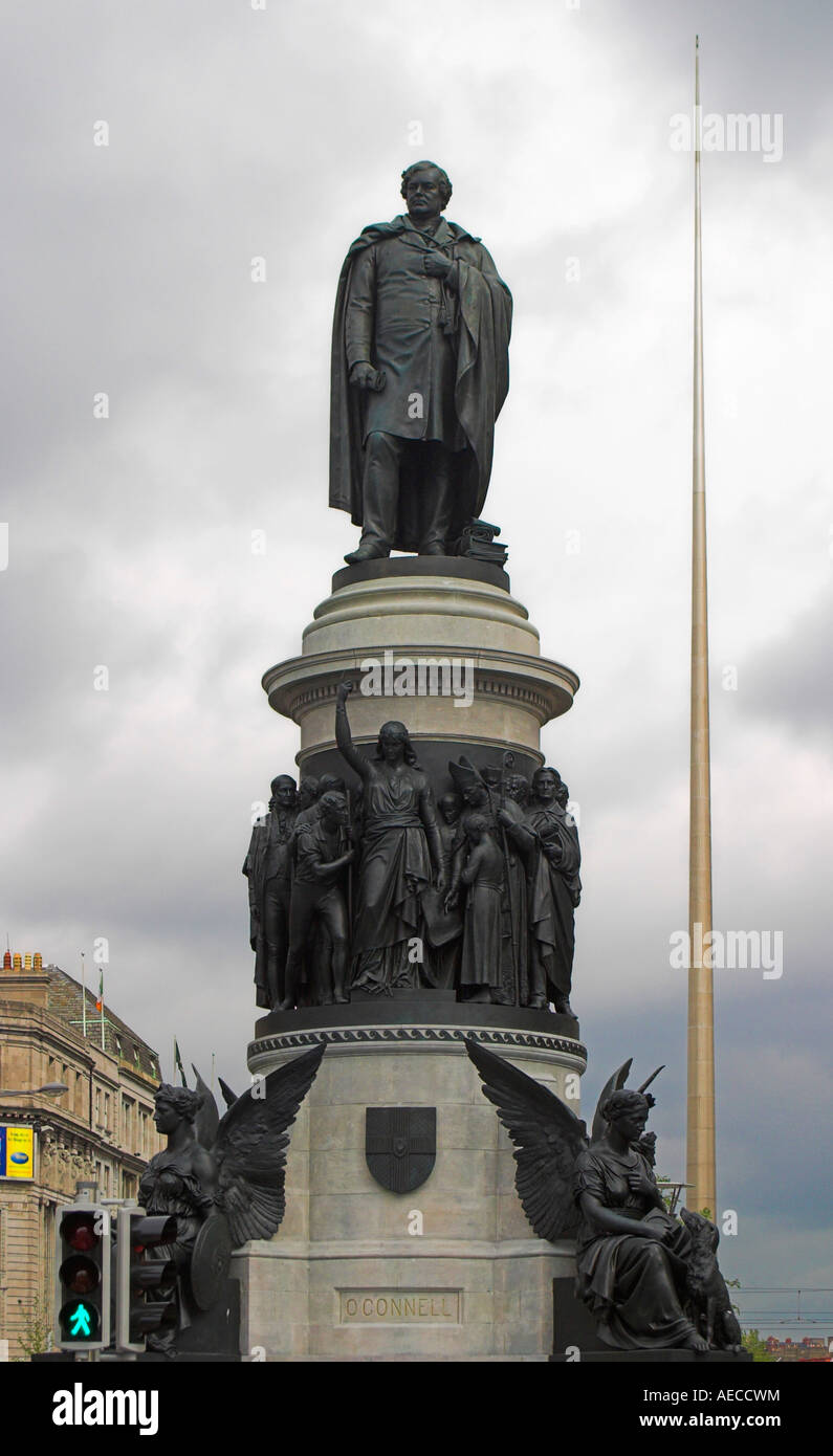 Estatua de O'Connell. Dublín, Condado de Dublín, Irlanda. Foto de stock
