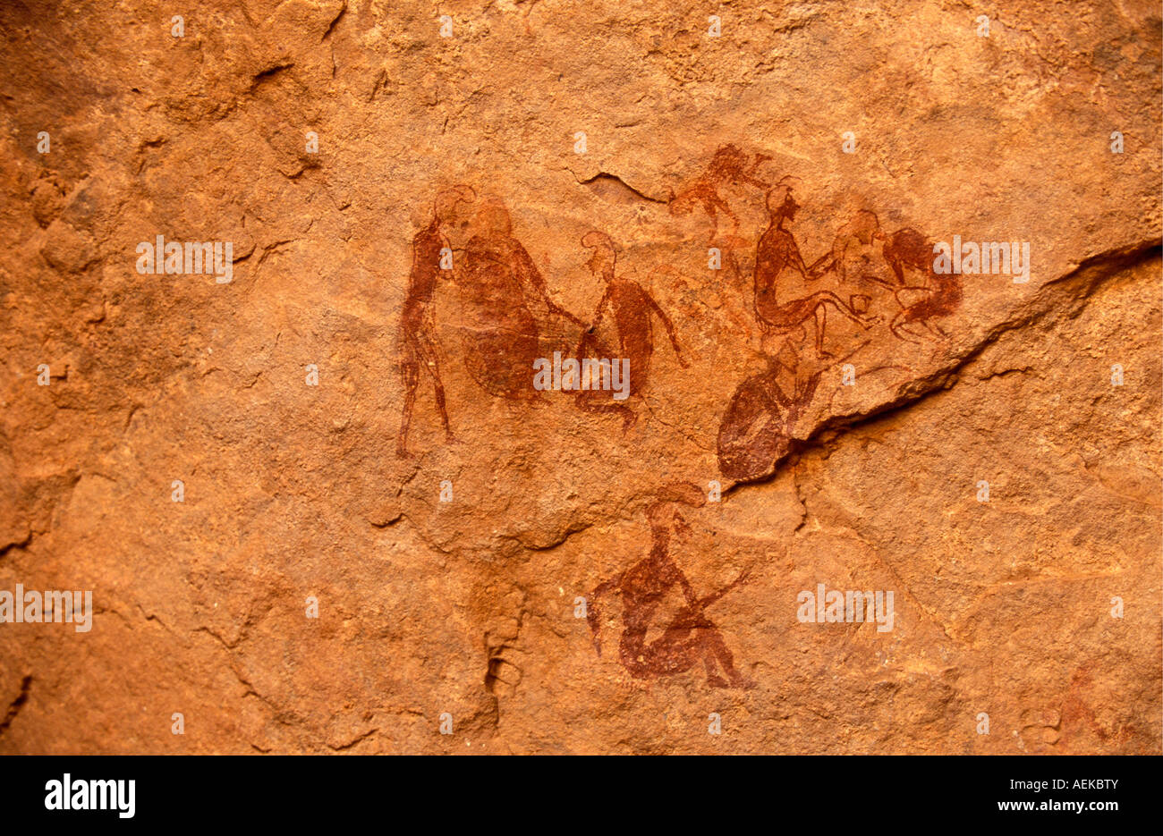 Libia Akakus pinturas prehistóricas en roca Foto de stock