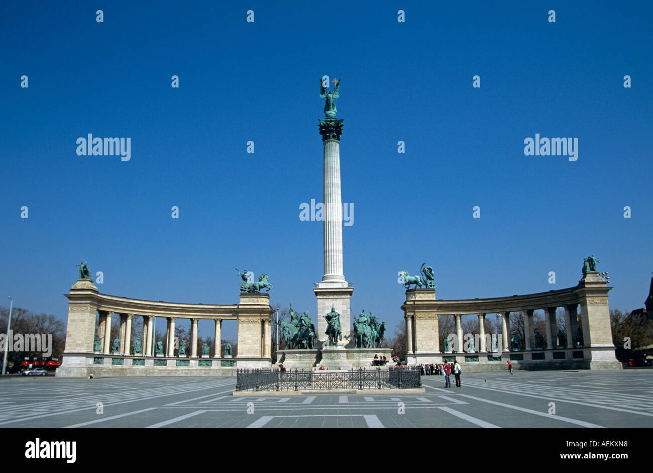 Monumento del Milenio, Plaza de los Héroes, Budapest, Hungría Foto de stock
