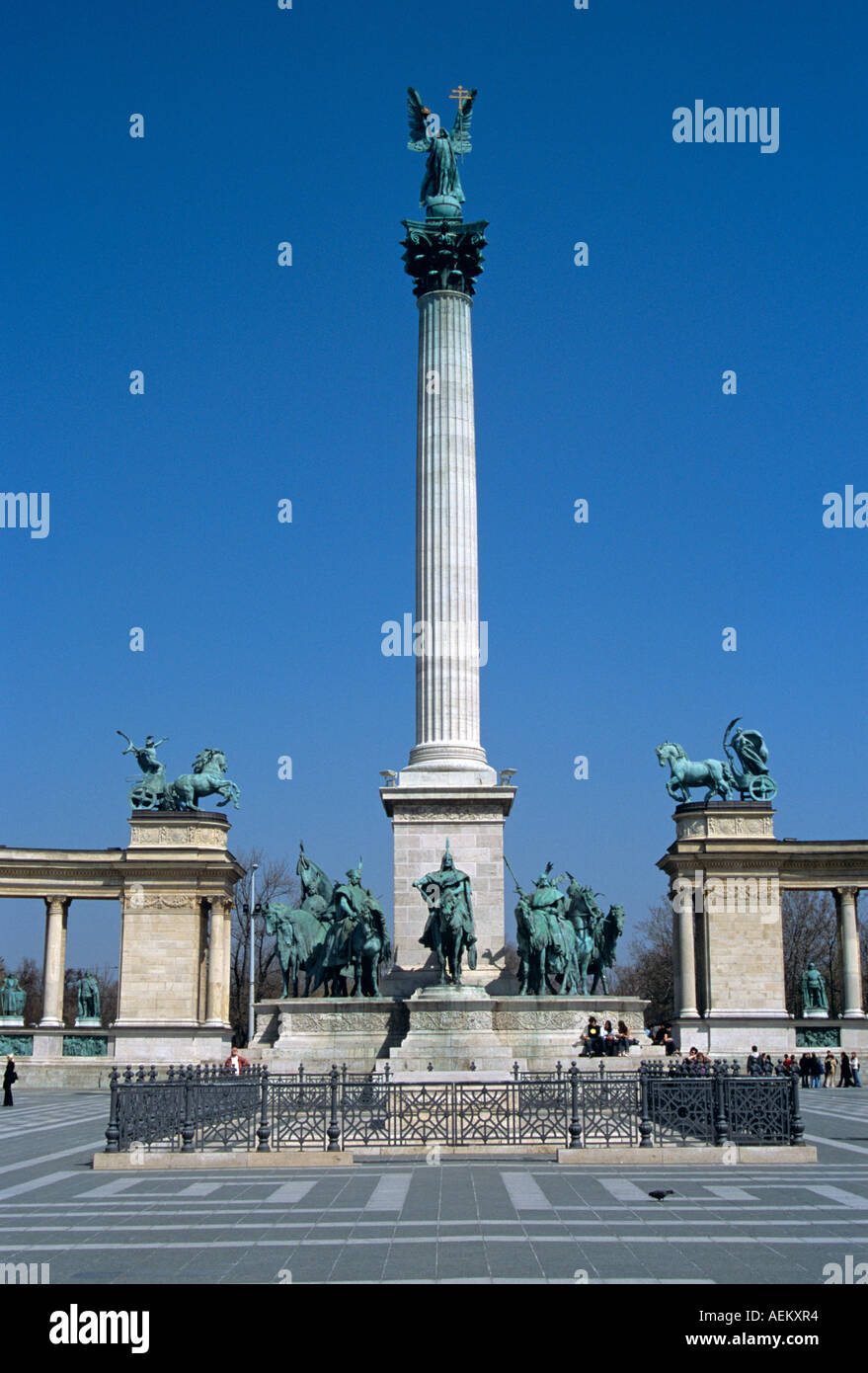 Monumento del Milenio, Plaza de los Héroes, Budapest, Hungría Foto de stock
